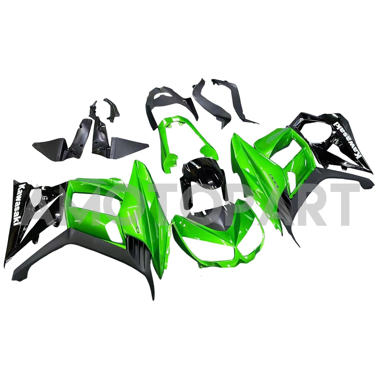 Amotopart 2010-2015 Z1000SX Kawasaki Green&Black Fairing Kit