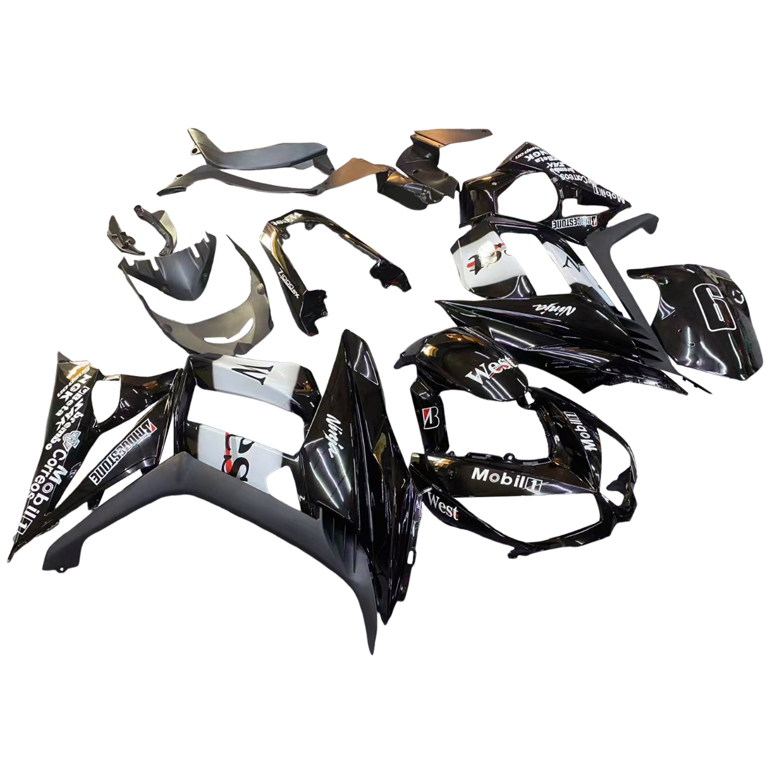 Amotopart 2010-2015 Kawasaki Z1000SX Kit de carenado blanco negro
