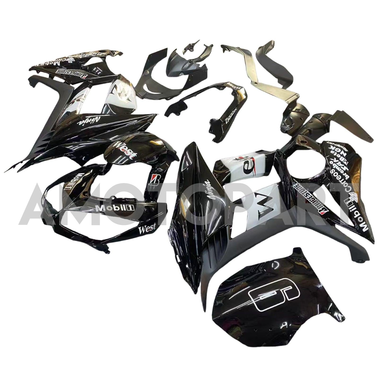 Amotopart 2010-2015 Kawasaki Z1000SX Black White Fairing Kit