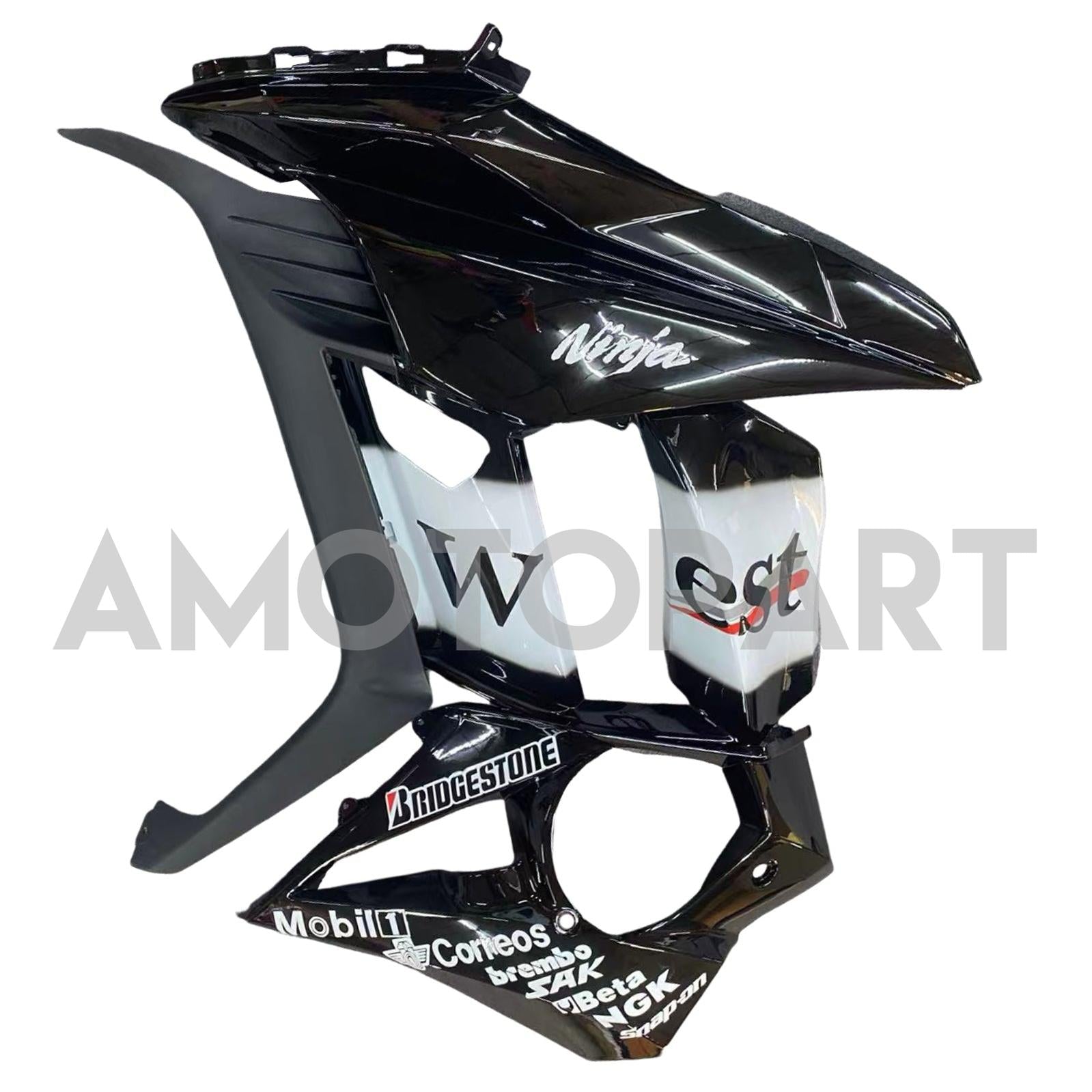 Amotopart 2010-2015 Kawasaki Z1000SX Black White Fairing Kit