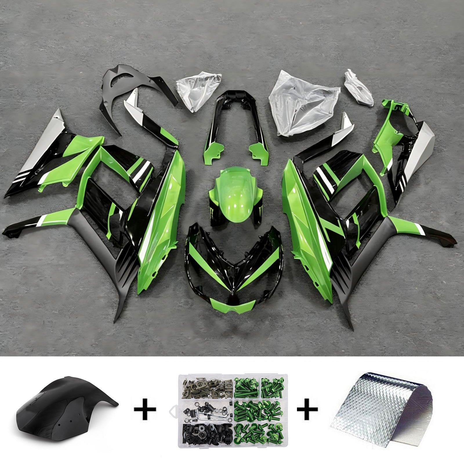 Amotopart 2010-2015 Kawasaki Z1000SX Black Green Fairing Kit