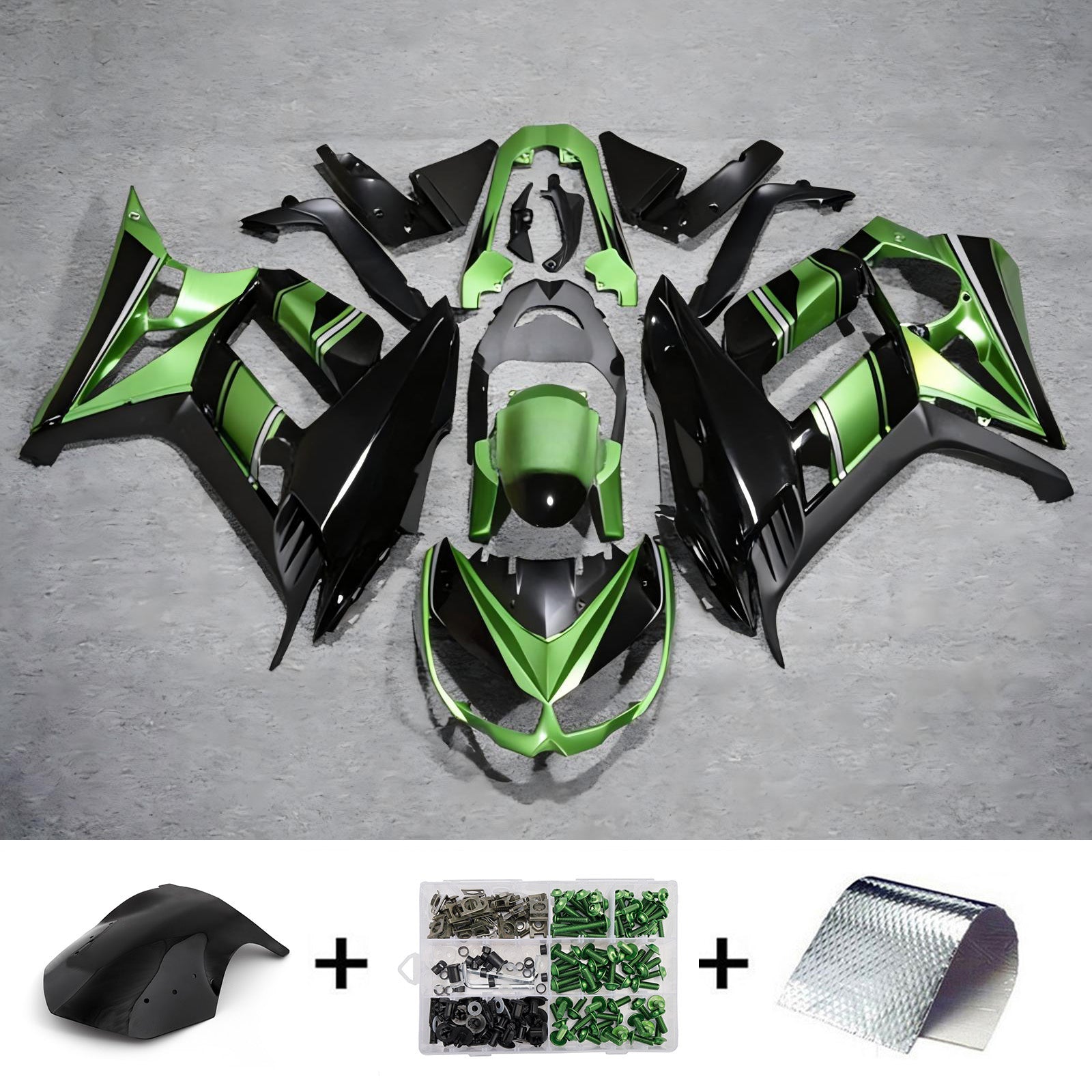 Amotopart 2010-2015 Kawasaki Z1000SX Green Black Fairing Kit