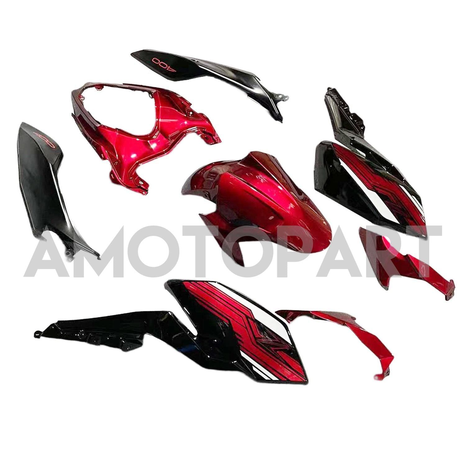 Amotopart Kawasaki 2018-2024 Z400 Red Black Fairing Kit