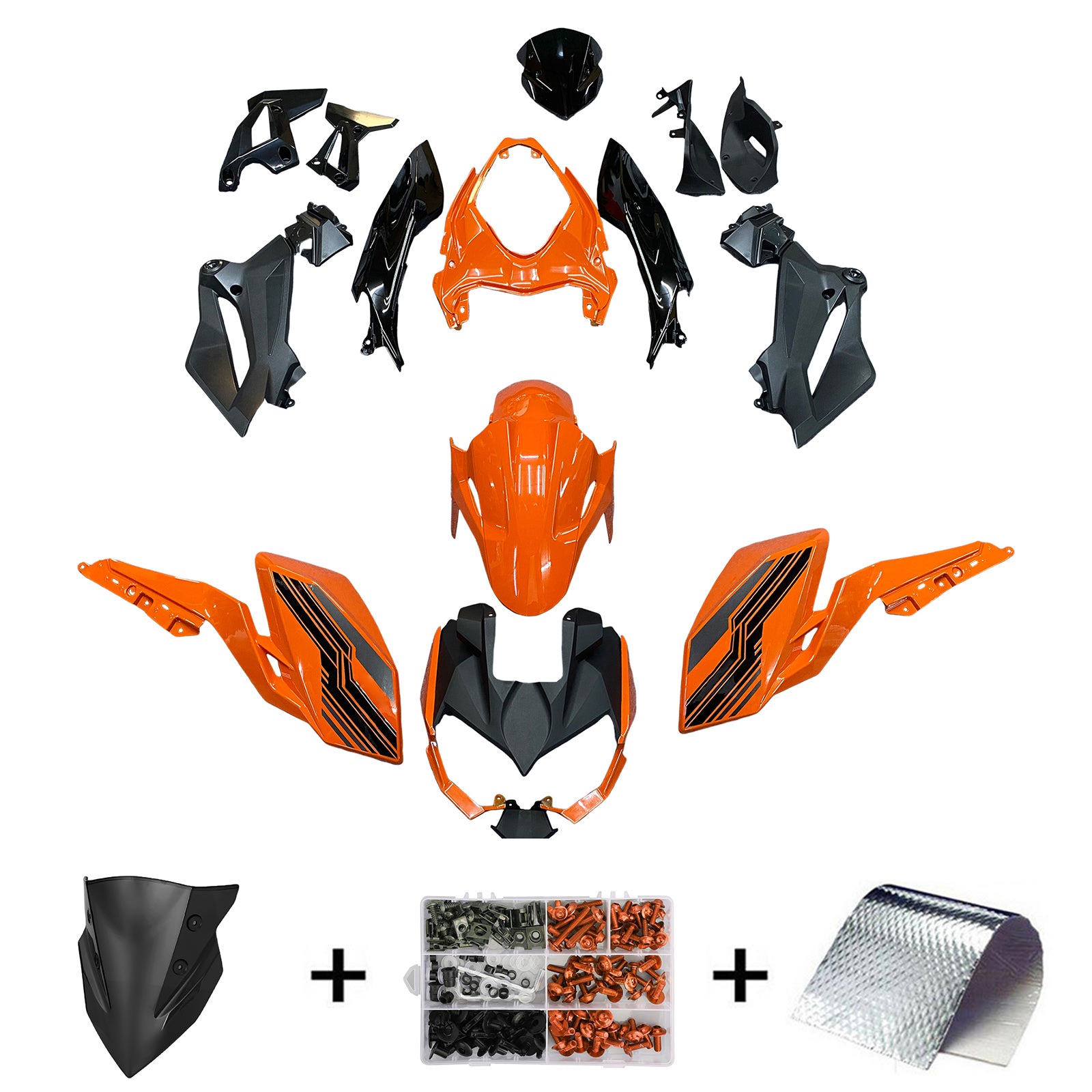 Amotopart 2018-2024 Z400 Kawasaki Black Orange Fairing Kit