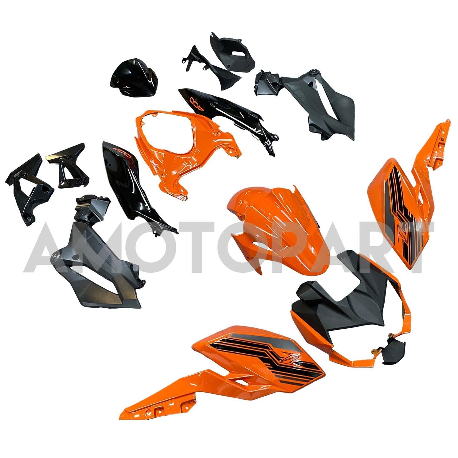 Amotopart 2018-2024 Z400 Kawasaki ブラックオレンジ フェアリングキット