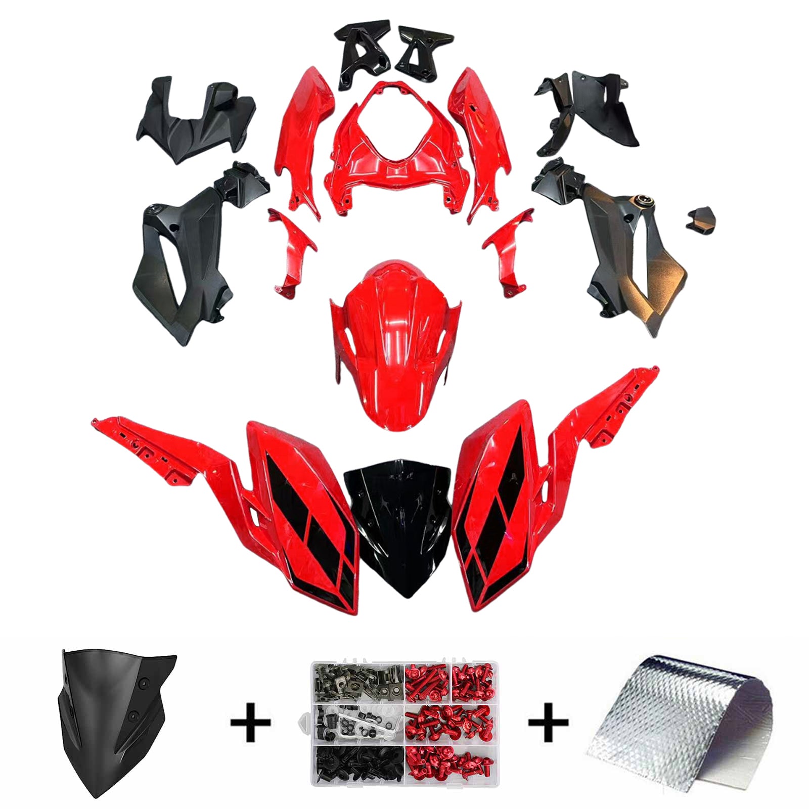 Amotopart 2018-2024 Z400 Kawasaki Black Red Fairing Kit