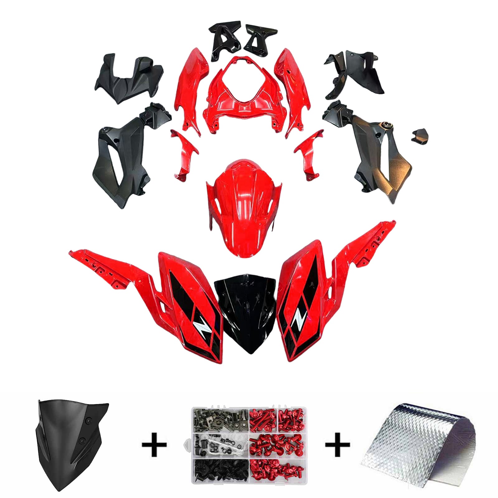 Amotopart 2018-2024 Z400 Kawasaki Black Red Fairing Kit