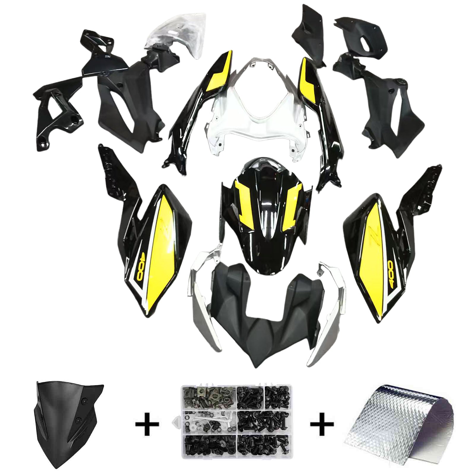 Amotopart 2018-2024 Z400 Kawasaki Black Yellow Style 3 Fairing Kit