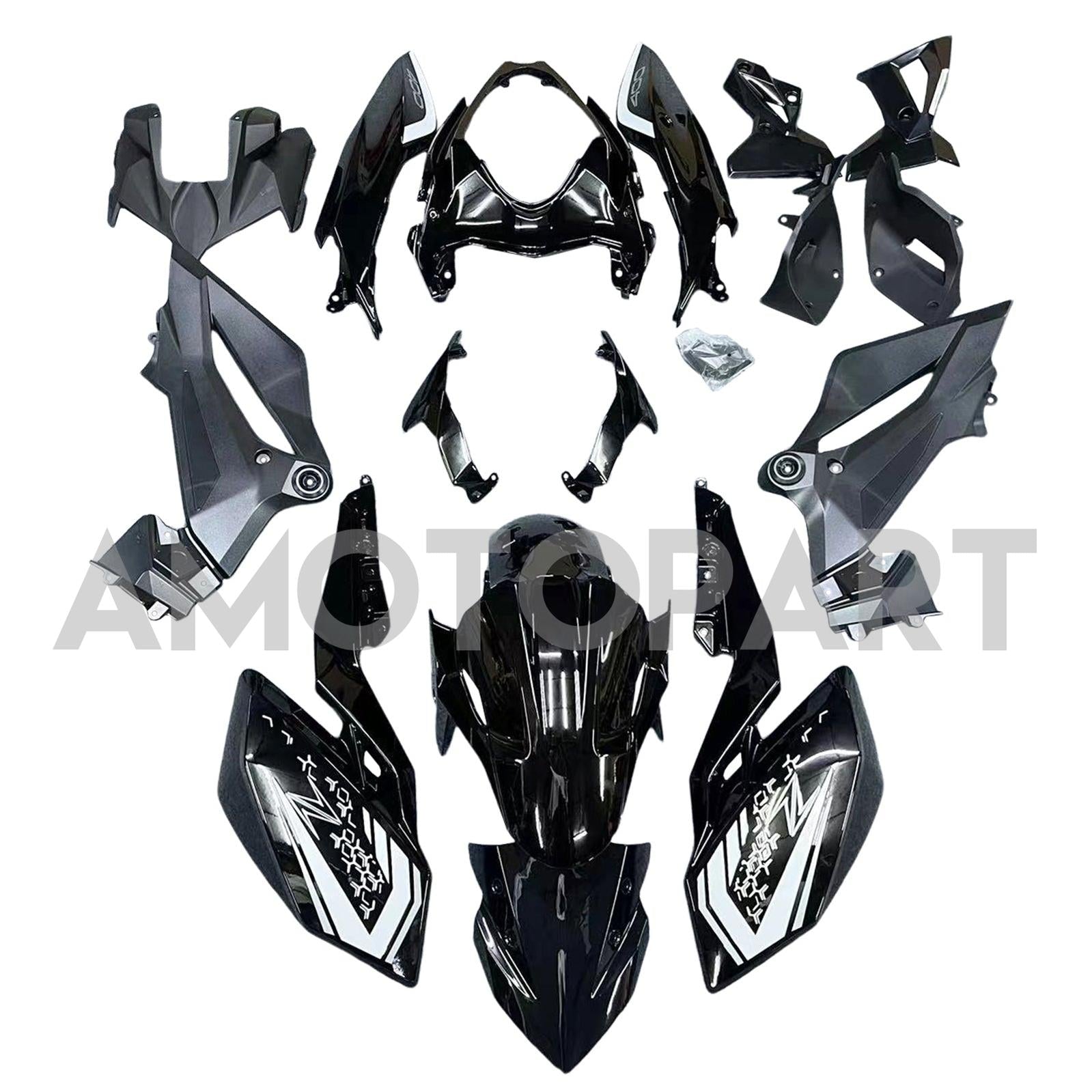 Amotopart 2018-2024 Kawasaki Z400 Black Fairing Kit