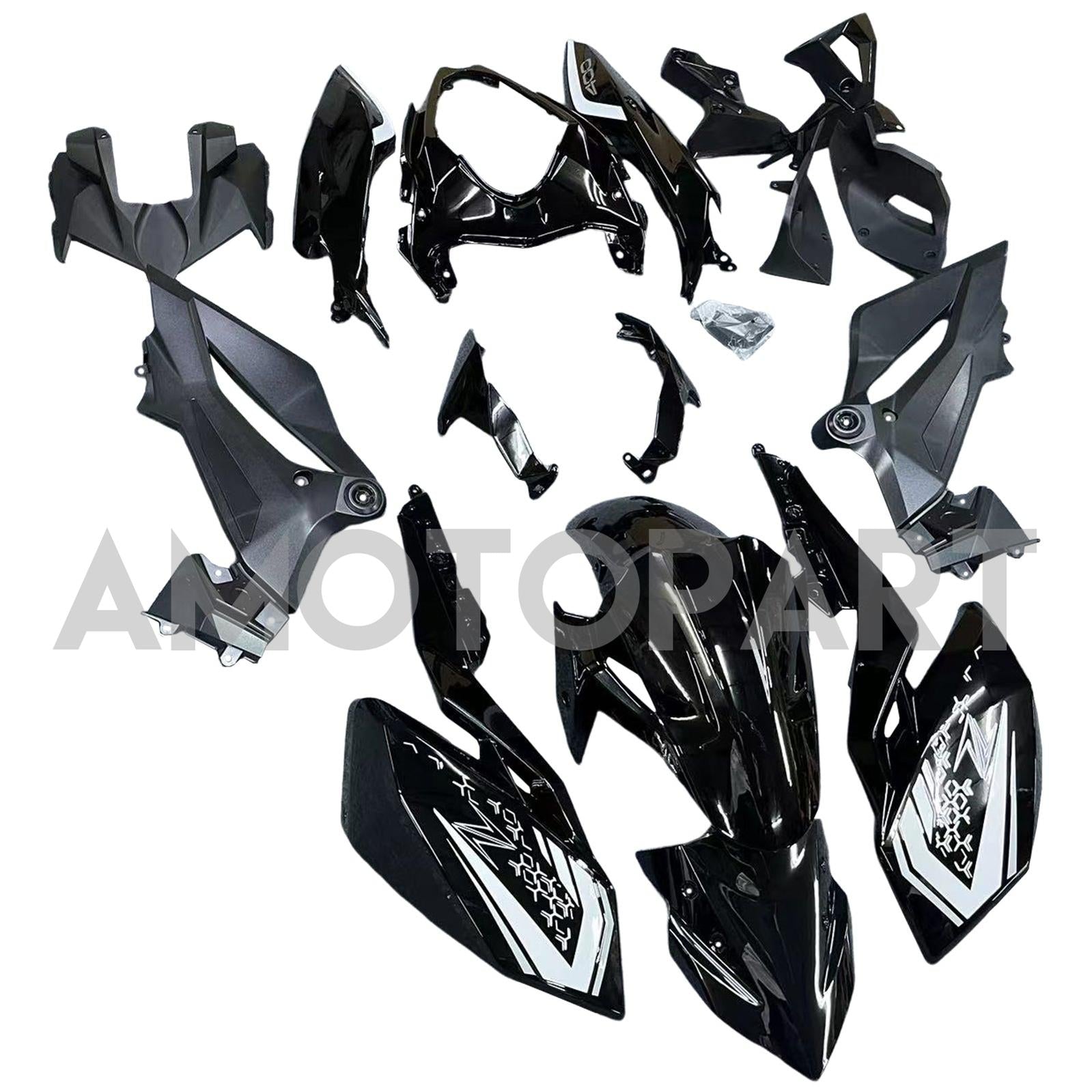 Amotopart 2018-2024 Kawasaki Z400 Black Fairing Kit