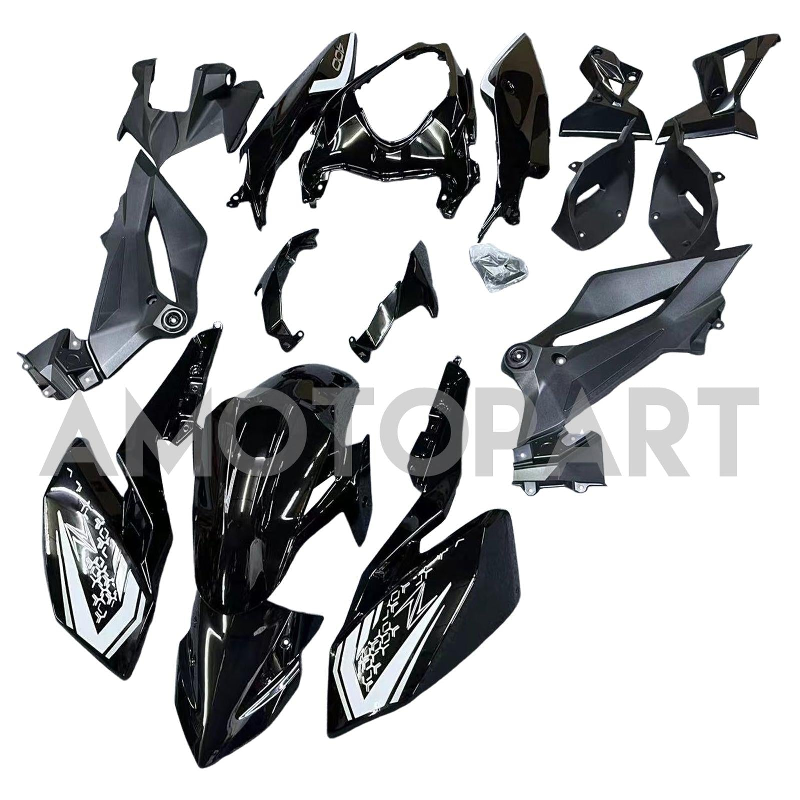 Amotopart 2018-2024 Kawasaki Z400 Black Fairing Kit