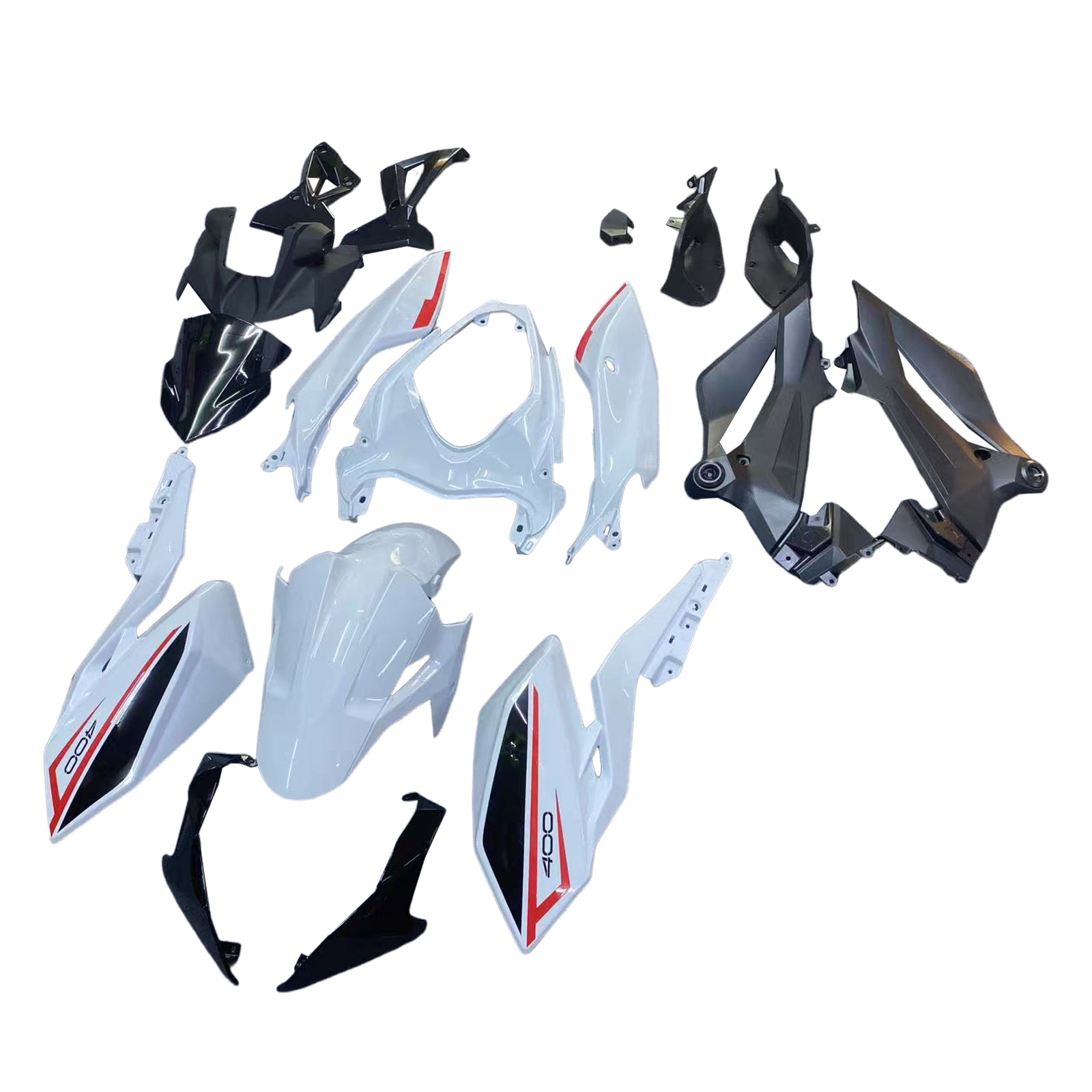 Amotopart 2018-2024 Kawasaki Z400 Black White Red Fairing Kit