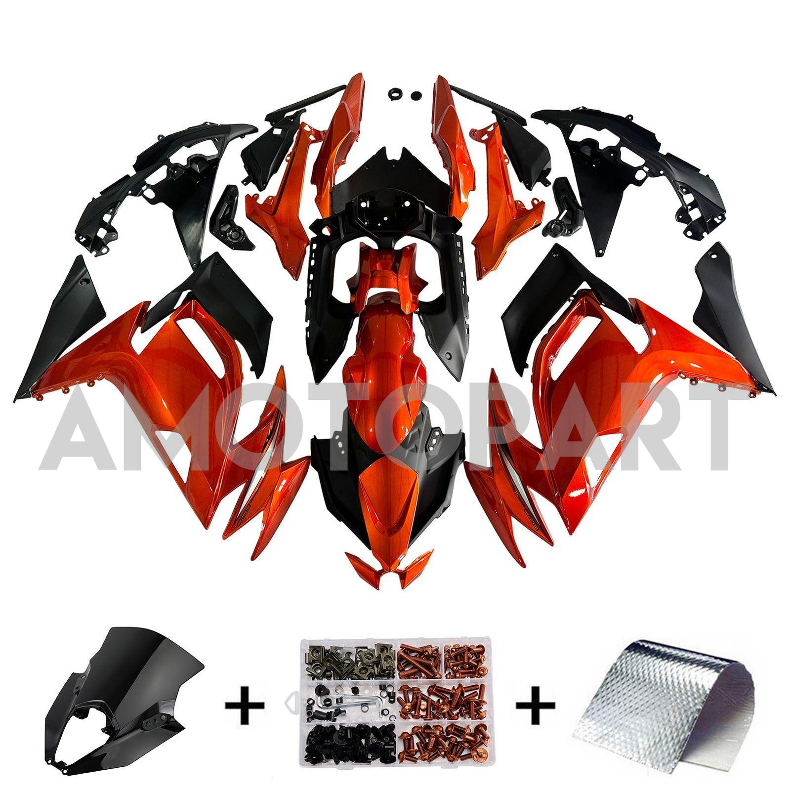 Amotopart 2020-2025 Kawasaki ER-6F Ninja650 Glossy pomarańczowy zestaw owiewki