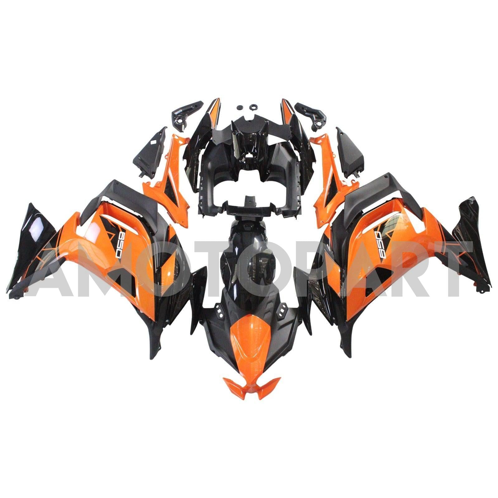 Amotopart 2020-2025 Kawasaki ER-6F Ninja650 Black&Orange Fairing Kit