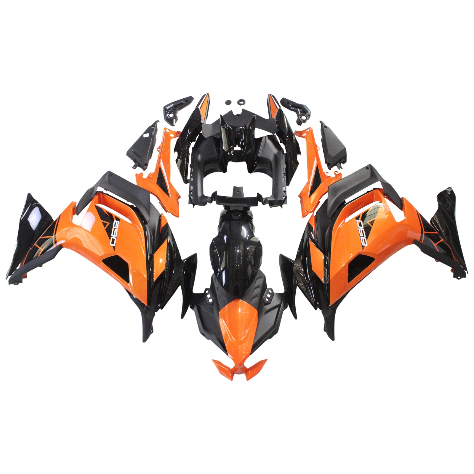 Amotopart 2020-2026 Kawasaki ER-6F Ninja650 Black&Orange Fairing Kit