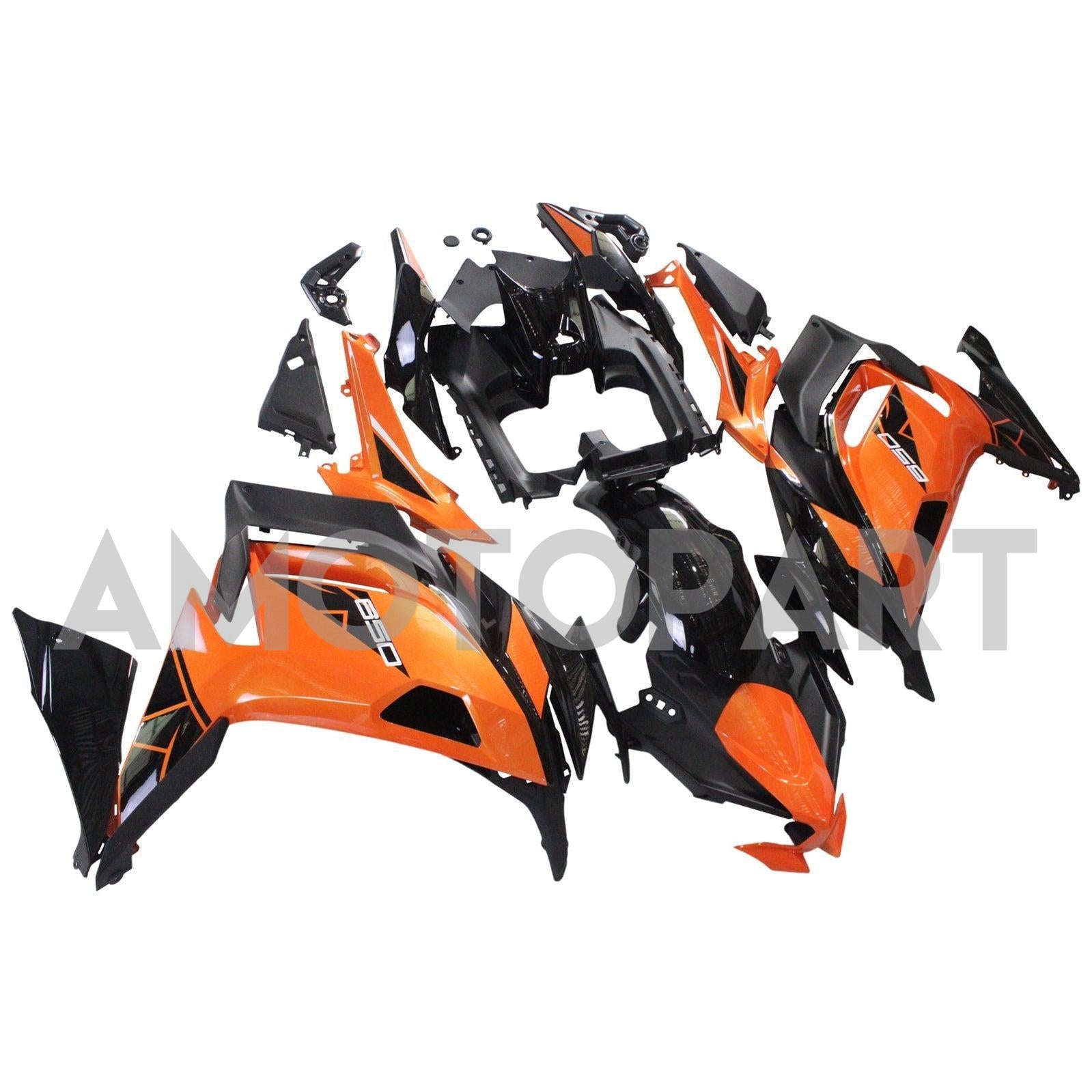 Amotopart 2020-2025 Kawasaki ER-6F Ninja650 Black&Orange Fairing Kit