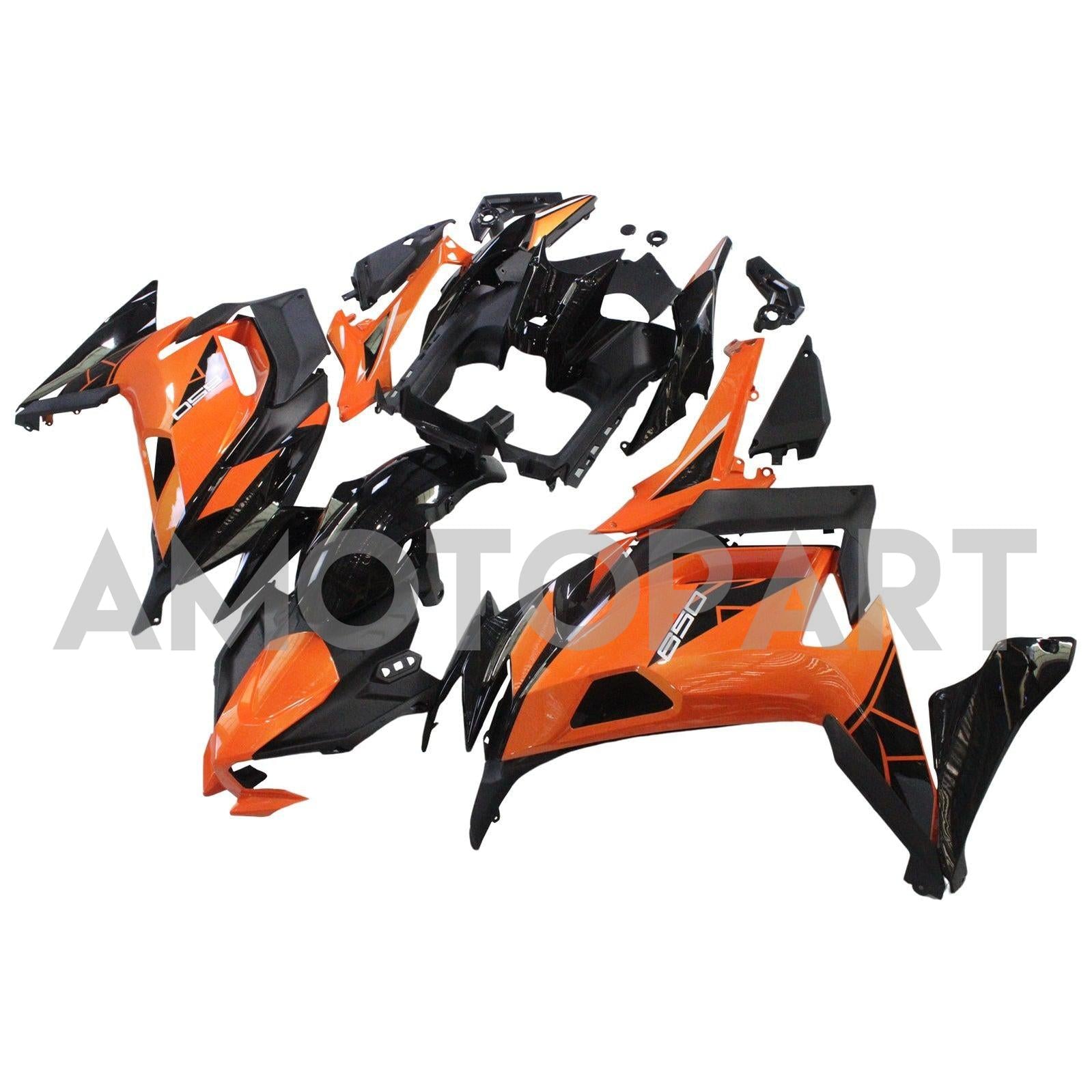 Amotopart 2020-2025 Kawasaki ER-6F Ninja650 Black&Orange Fairing Kit