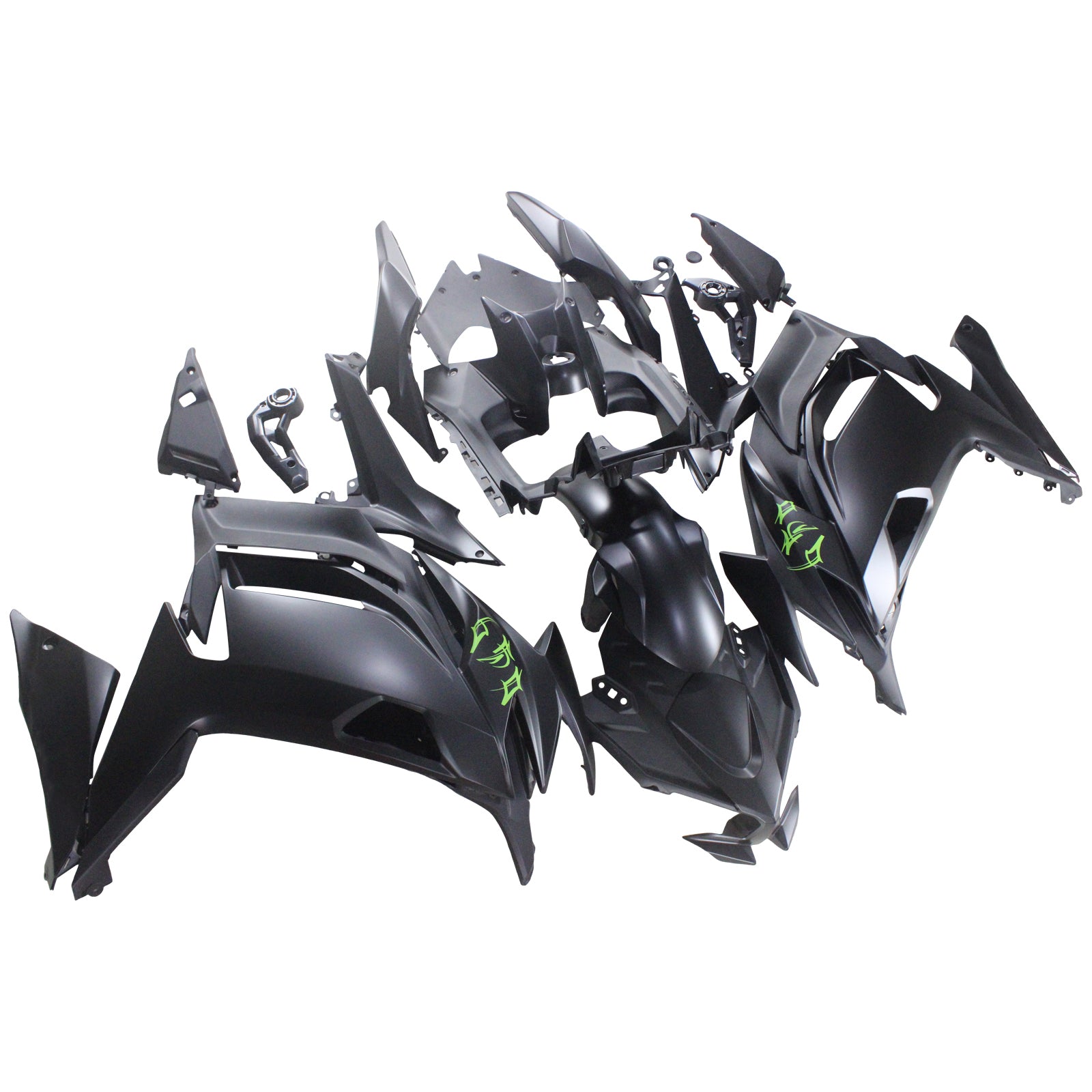 Amotopart 2020-2025 Kawasaki ER-6F Ninja650 Kit de carénage gris foncé