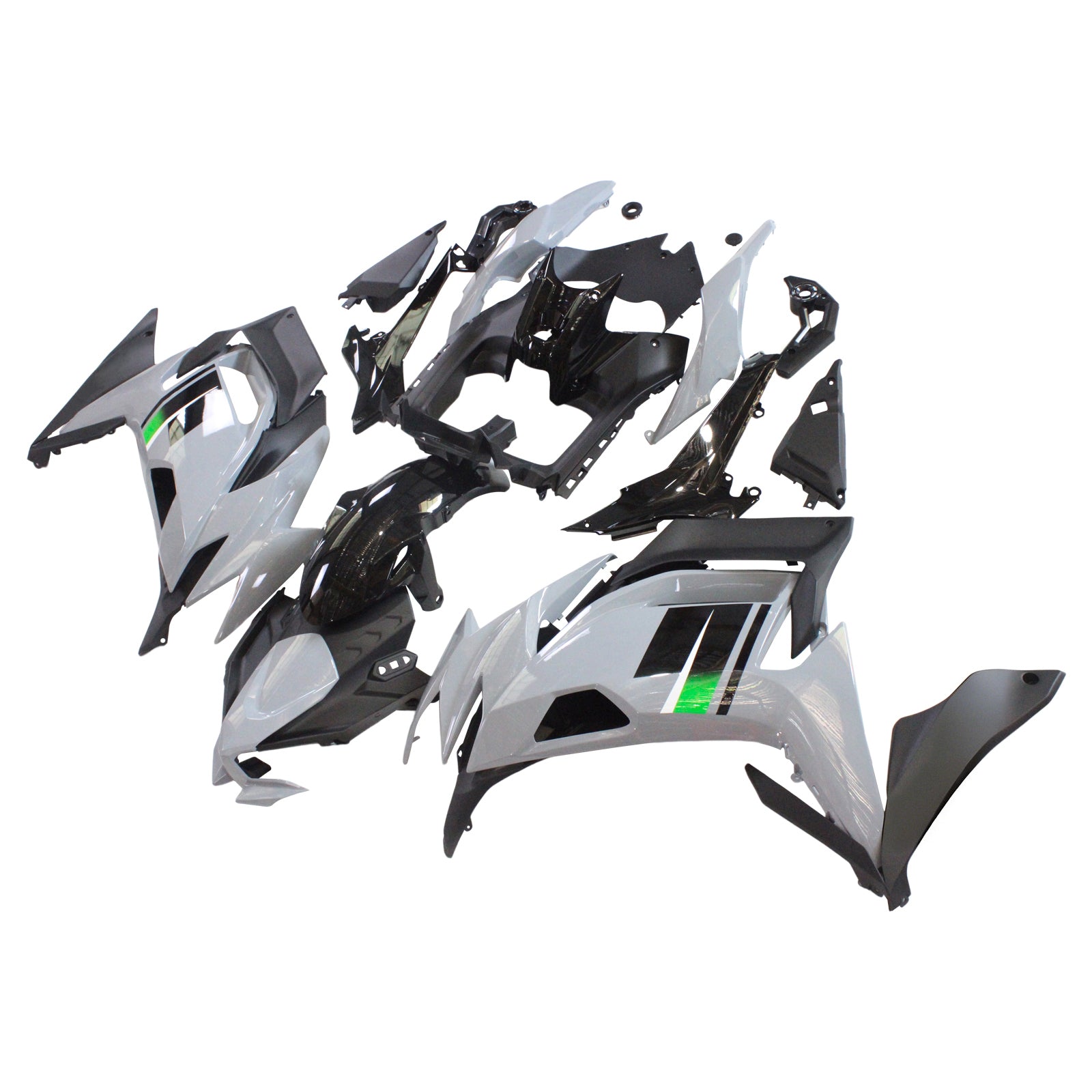 Amotopart 2020-2025 Kawasaki ER-6F Ninja650 Gray & Black Fairing Kit