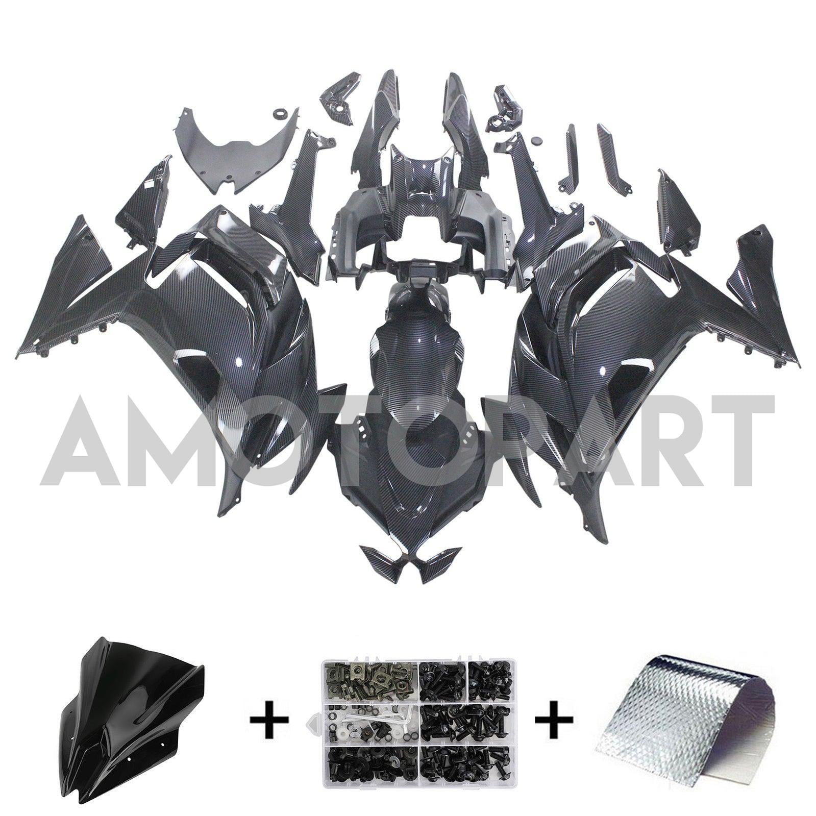 Amotopart 2020-2025 Kawasaki ER-6F Ninja650 Carbon Fiber Fairing Kit