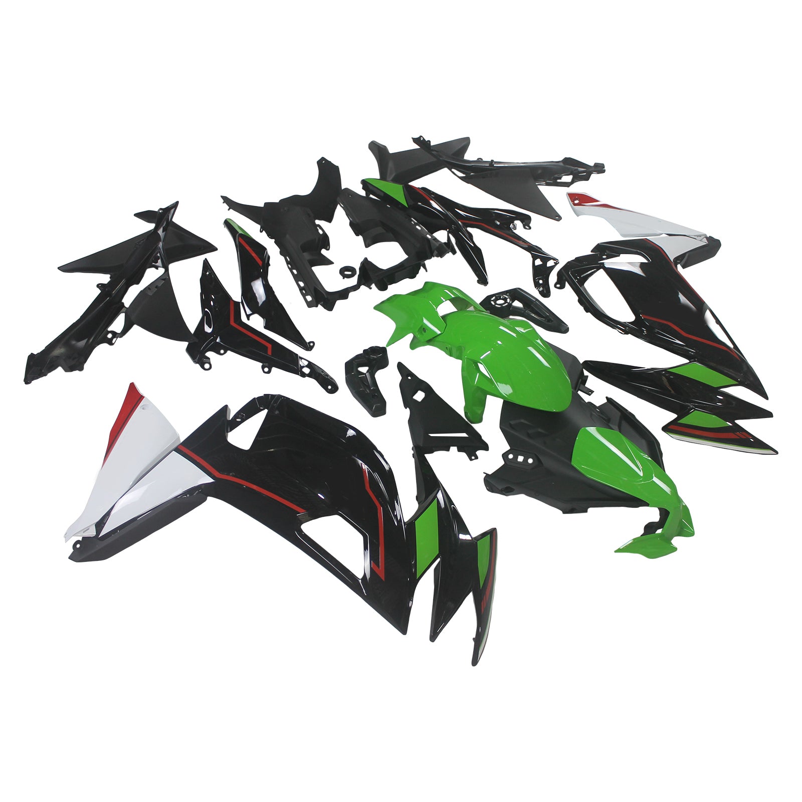 Amotopart 2020-2025 Kawasaki ER-6F Ninja650 Green & Black Fairing Kit