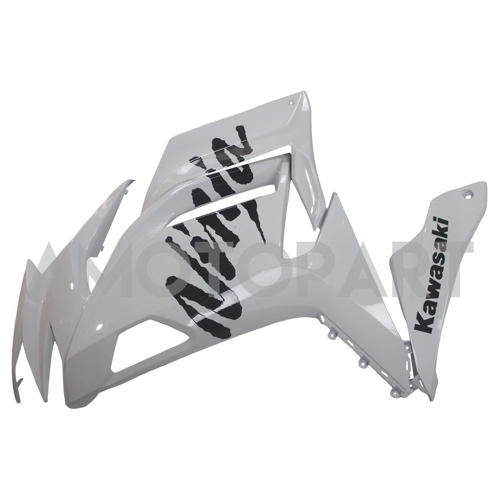 Amotopart 2020-2025 Kawasaki ER-6f Ninja650 Weiß mit schwarzem Logoverkaufskit