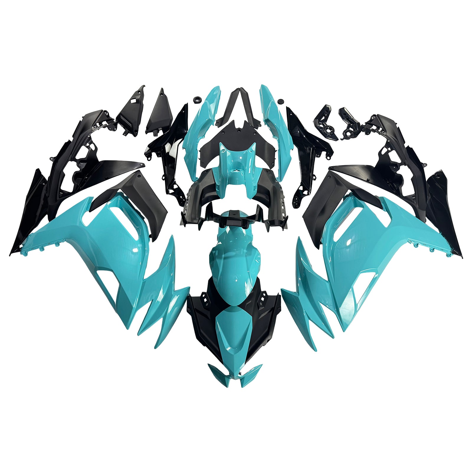 Amotopart 2020–2025 Kawasaki ER-6F Ninja650 Schwarz Hellblau Verkleidungsset