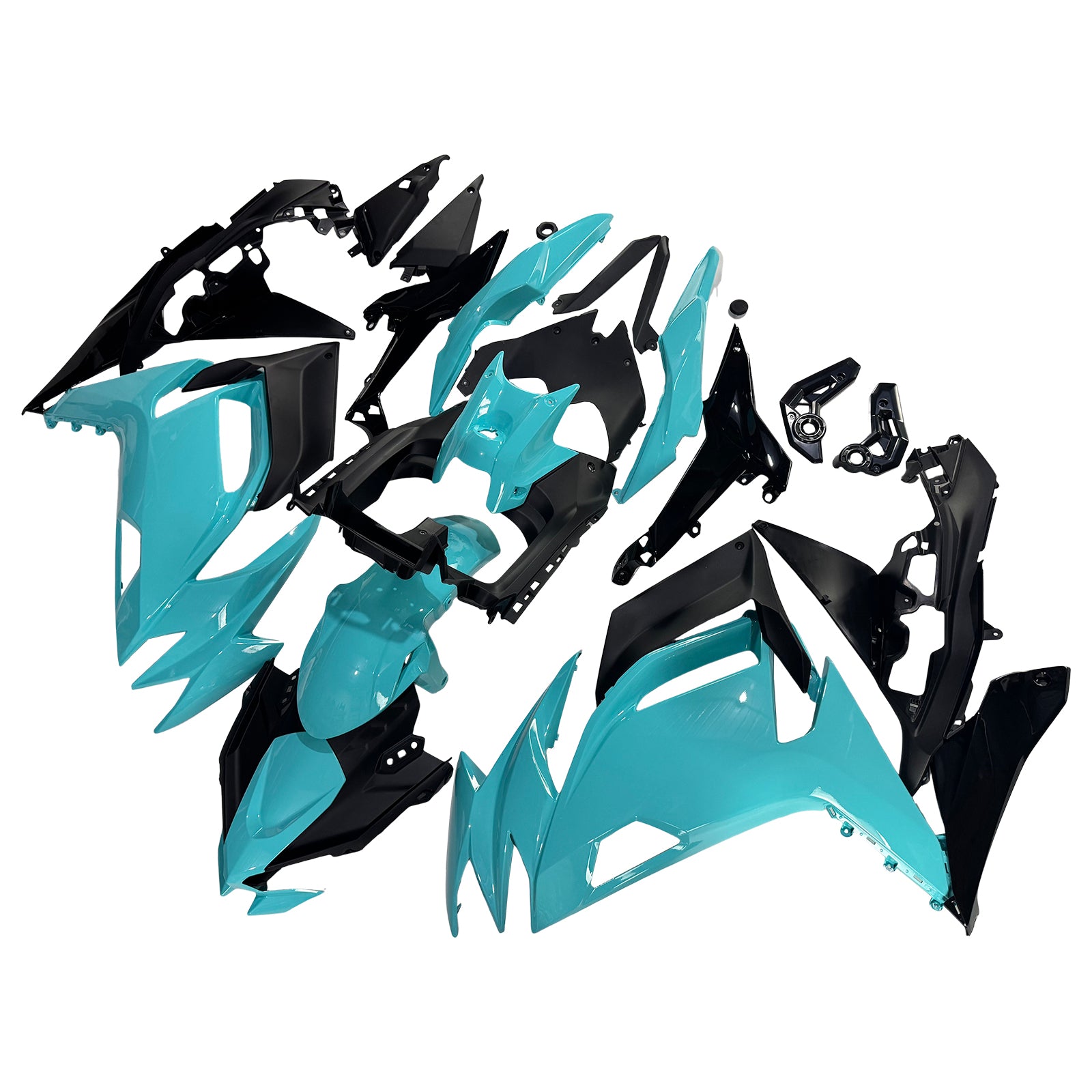 Amotopart 2020–2025 Kawasaki ER-6F Ninja650 Schwarz Hellblau Verkleidungsset