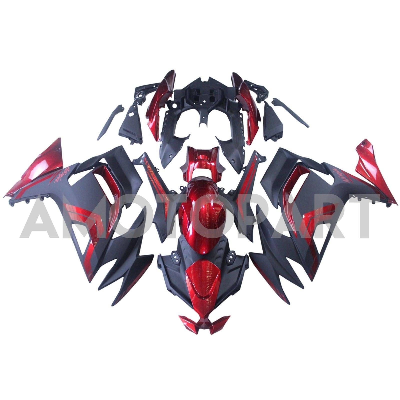 Amotopart 2020-2025 Kawasaki ER-6F Ninja650 Black Red Fairing Kit