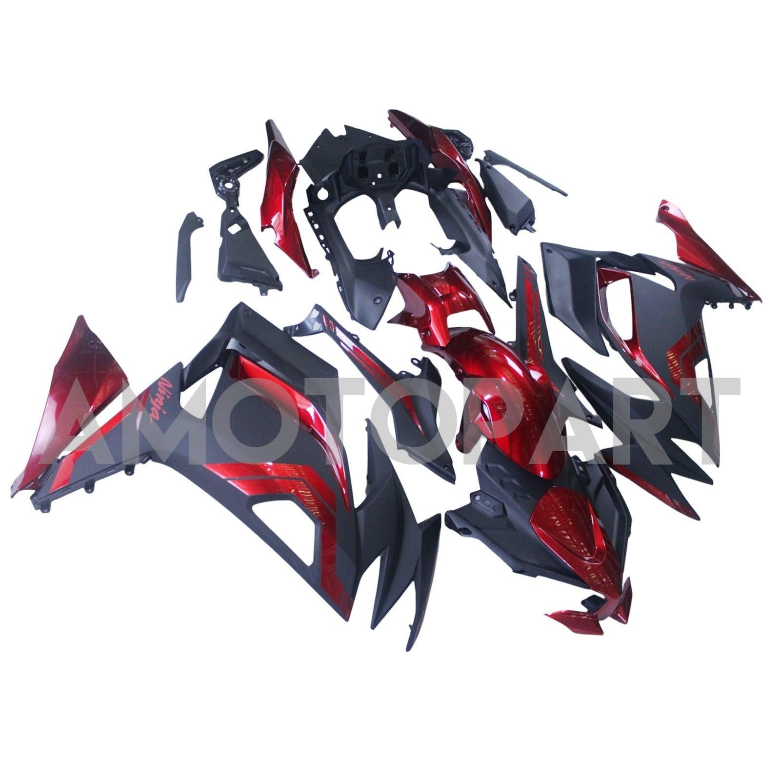 Amotopart 2020-2025 Kawasaki ER-6F Ninja650 Black Red Fairing Kit