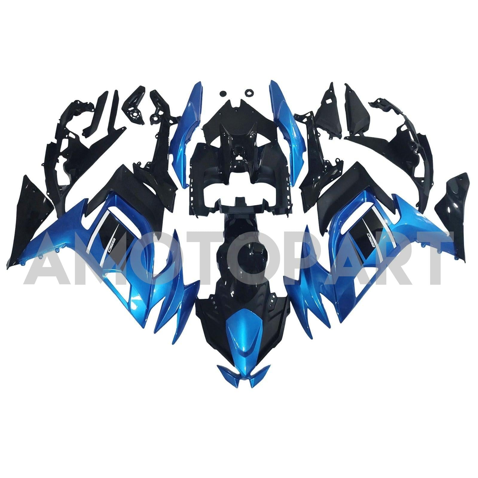 Amotopart 2020-2025 Kawasaki ER-6F Ninja650 Glossy Black Blue Fairing Kit