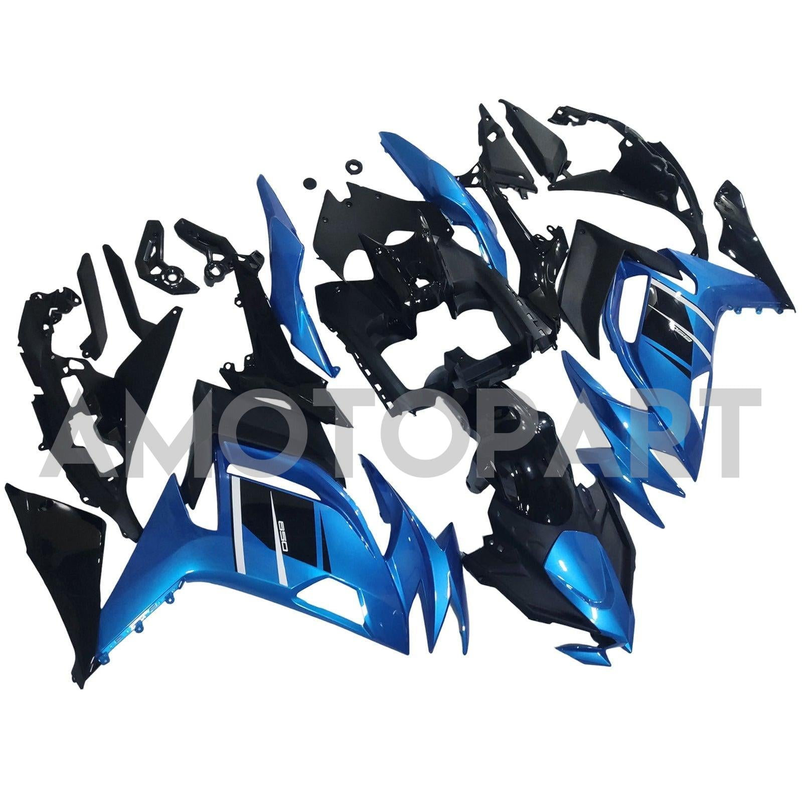 Amotopart 2020-2025 Kawasaki ER-6F Ninja650 Glossy Black Blue Fairing Kit