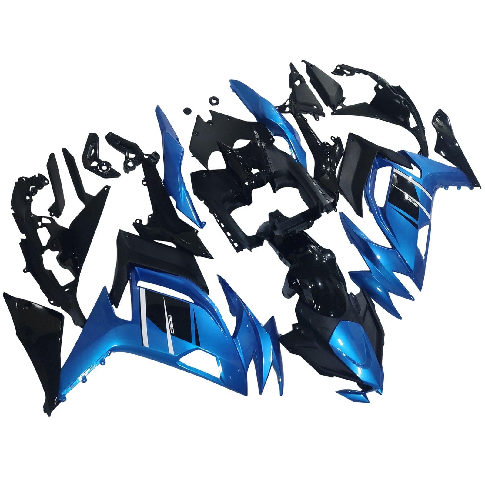 Amotopart 2020-2025 Kawasaki ER-6F Ninja650 Glossy Black Blue Fairing Kit