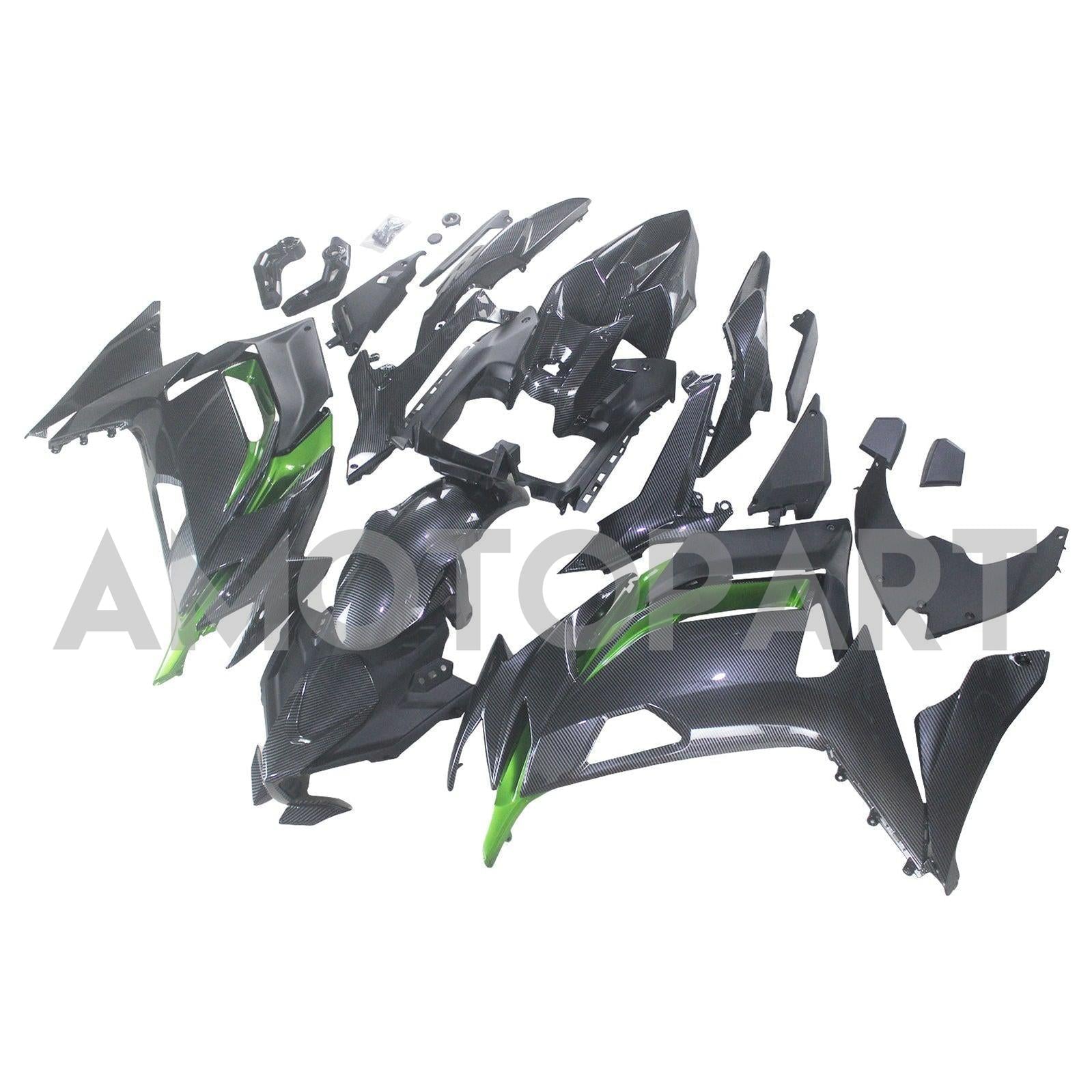 Amotopart 2020-2025 Kawasaki ER-6F Ninja650 Green Carbon Fiber Fairing Kit