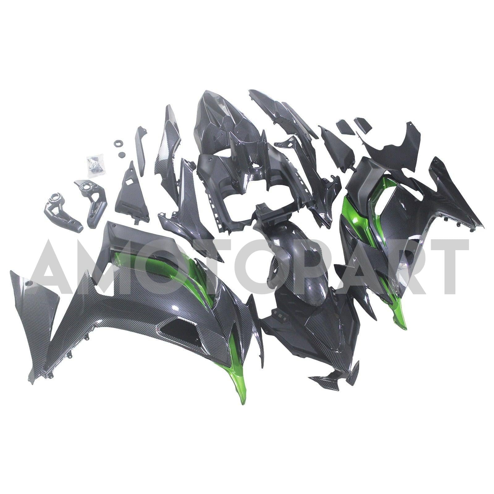 Amotopart 2020-2025 Kawasaki ER-6F Ninja650 Green Carbon Fiber Fairing Kit