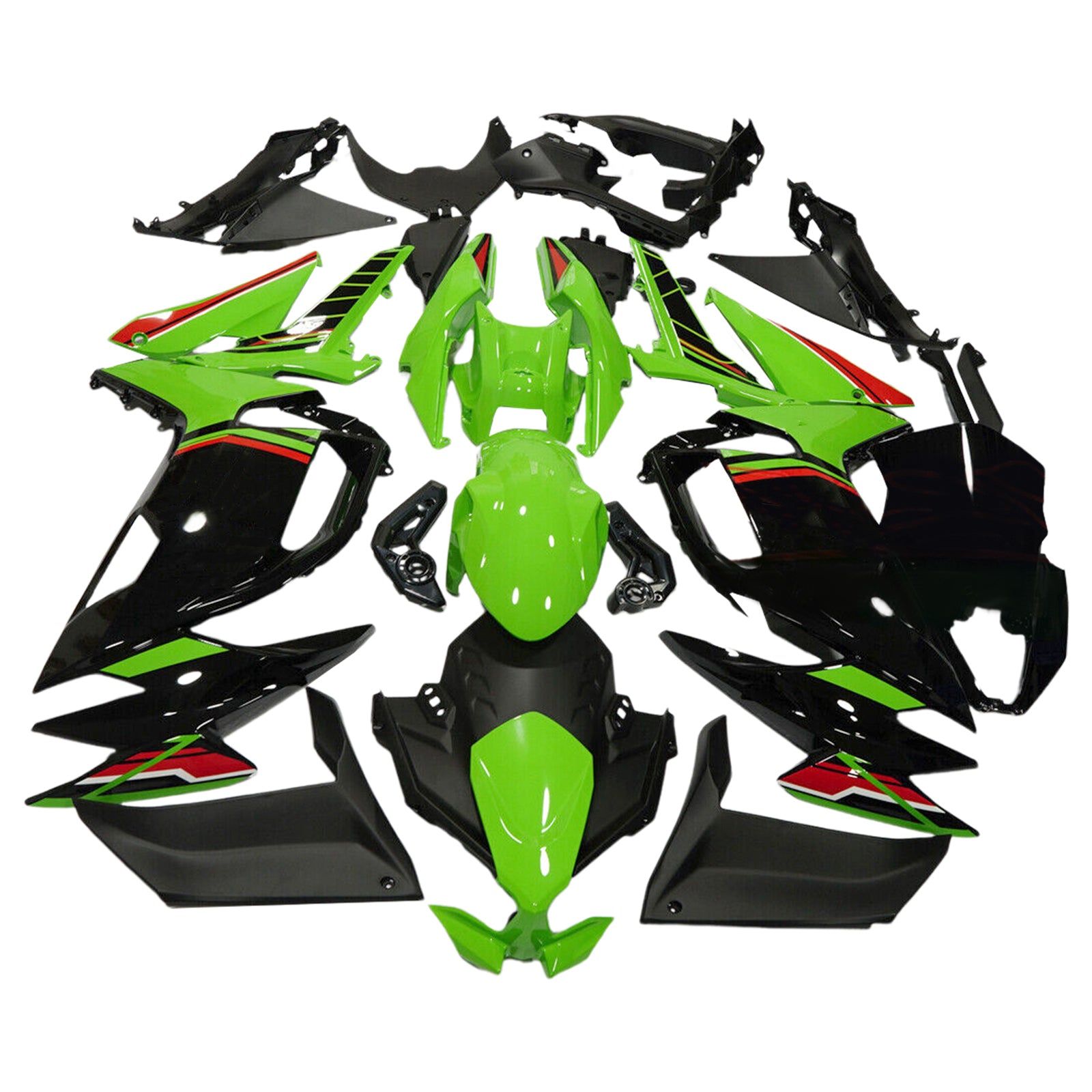 Amotopart 2020-2025 Kawasaki ER-6F Ninja650 Black Green Fairring Kit