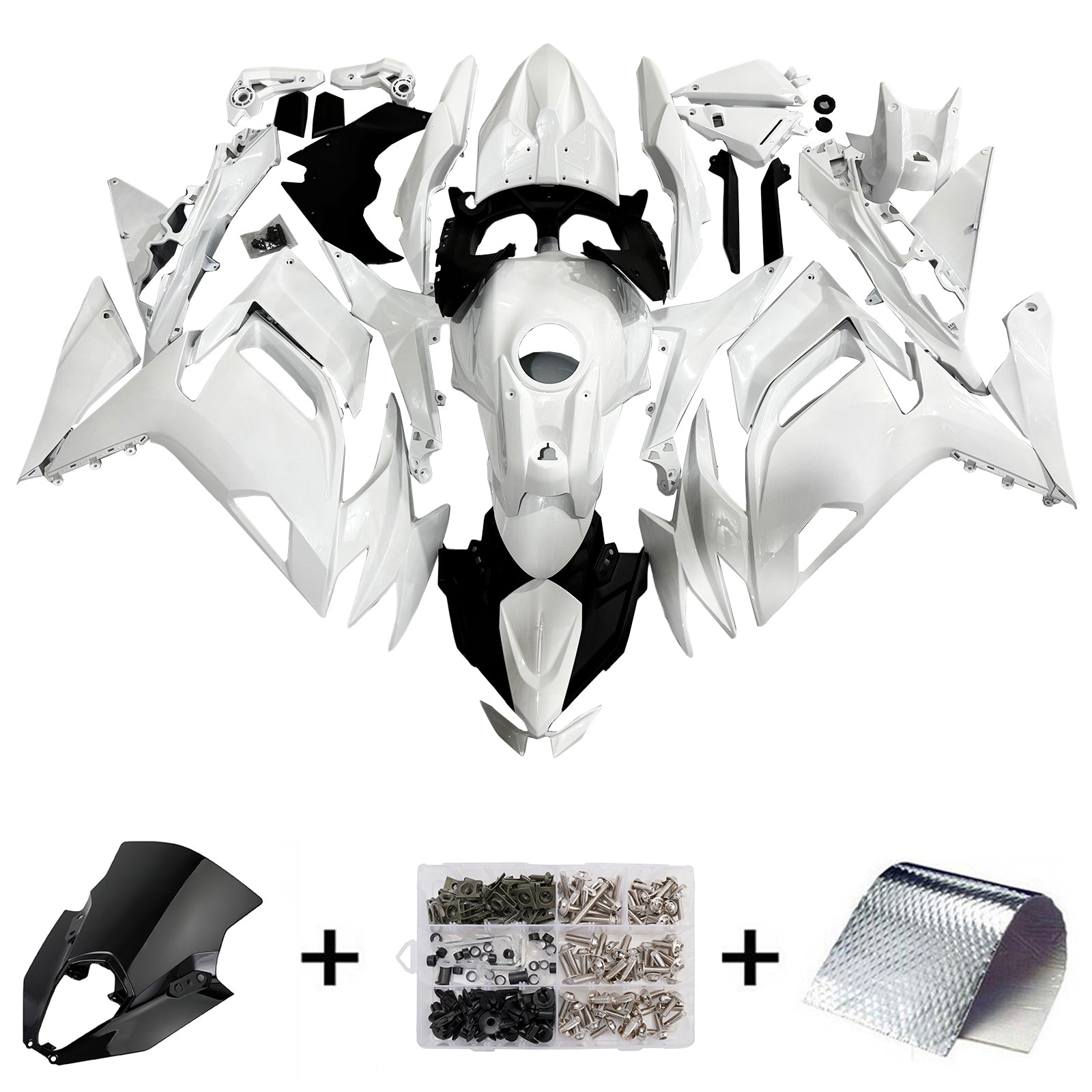 Amotopart 2020-2025 Kawasaki ER6F Ninja650 White Fairing Kit