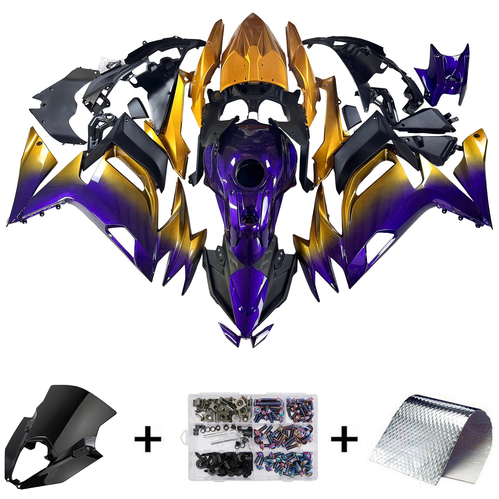 Amotopart 2020-2025 Kawasaki ER6F Ninja650 Gradient Purple Orange Fairing Kit
