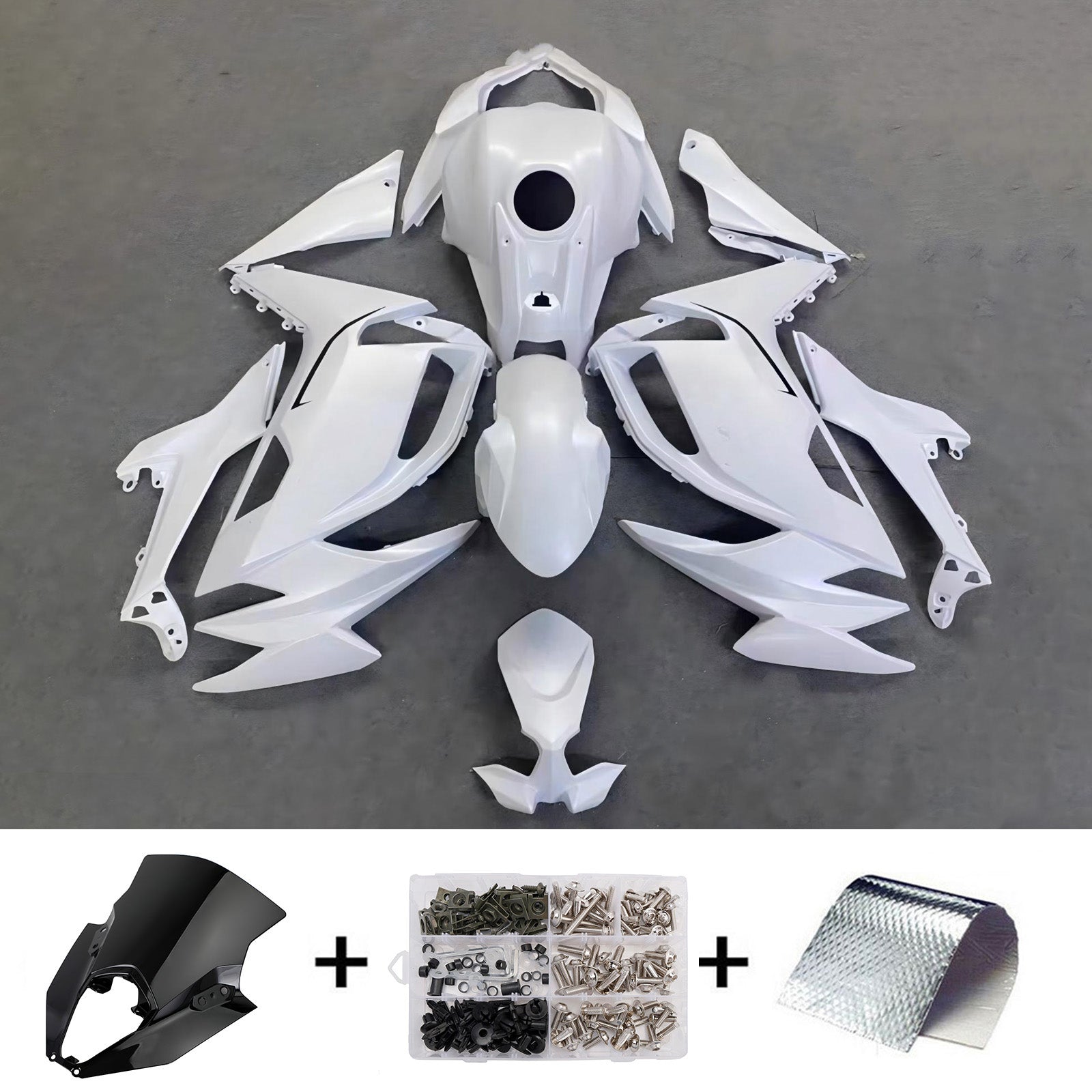 Amotopart 2020-2026 Kawasaki ER6F/Ninja650 White Fairing Kit