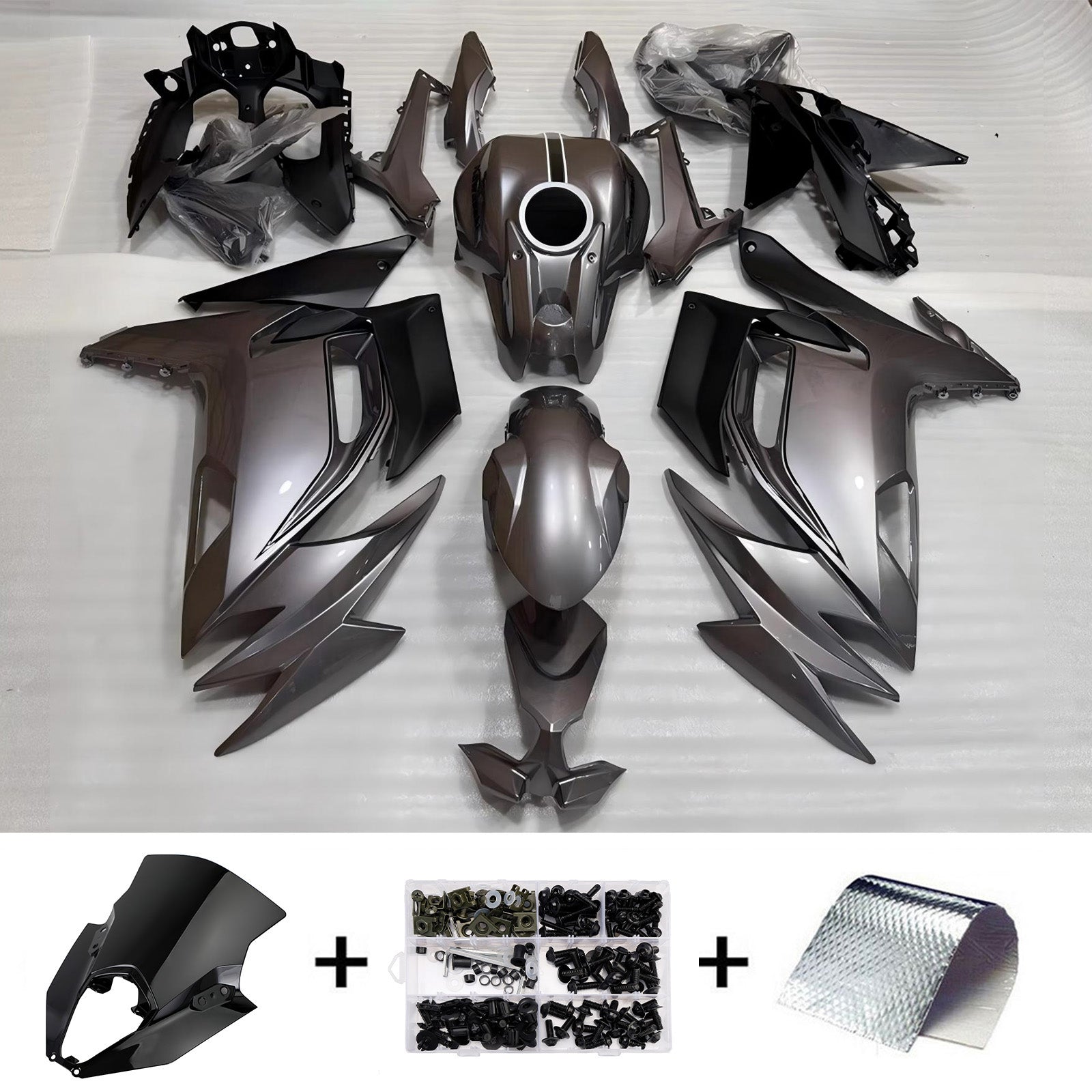 Amotopart 2020-2026 Kawasaki ER6F/Ninja650 Grey Black Fairing Kit