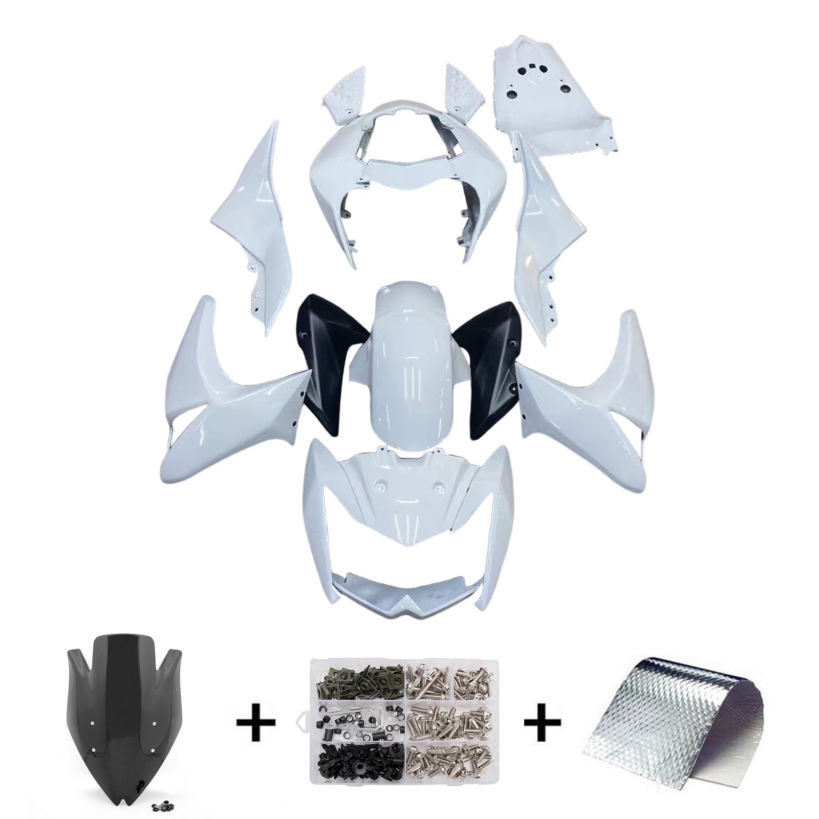 Amotopart 2007-2009 Kawasaki Z1000 Kit de carenado blanco