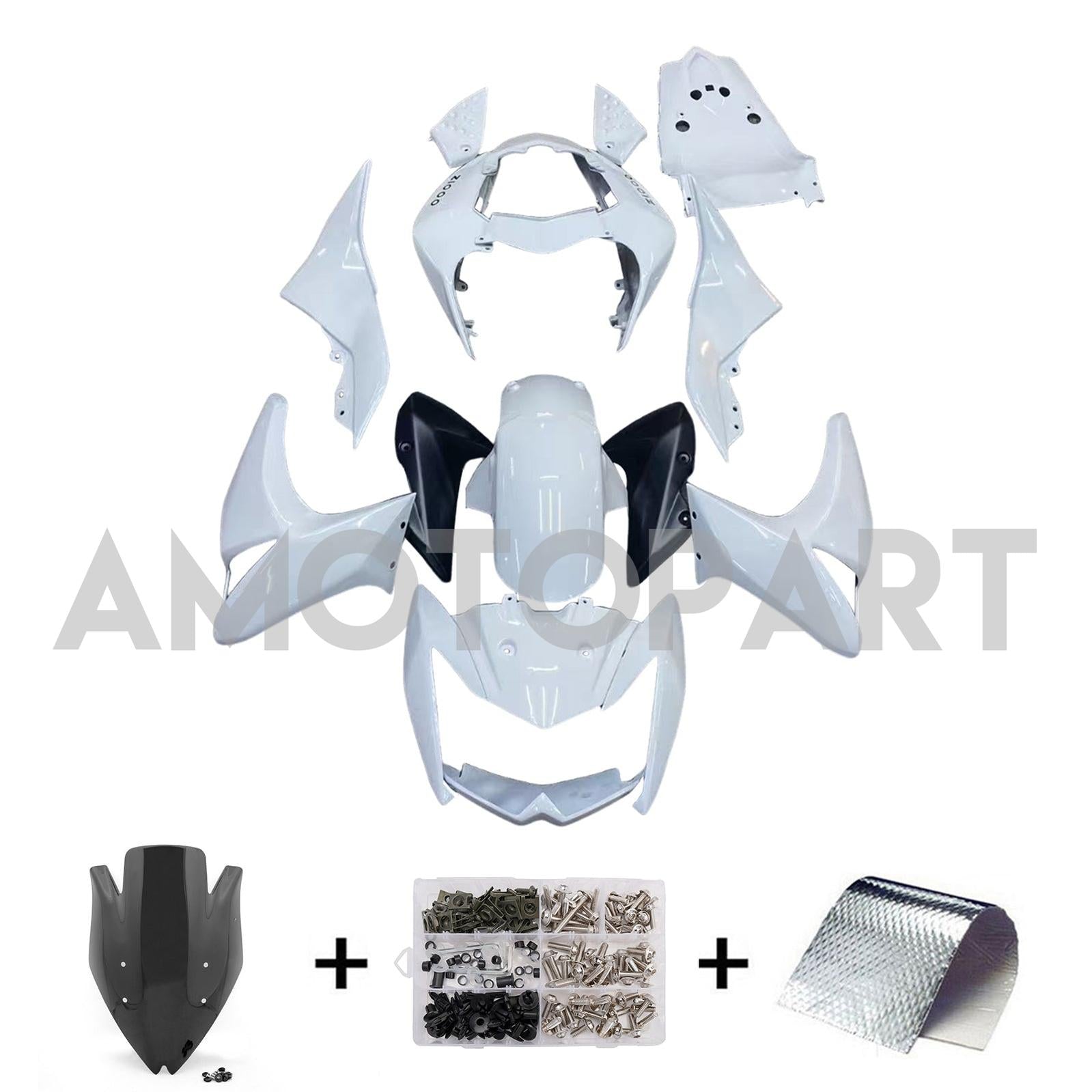 Amotopart 2007-2009 Kawasaki Z1000 White Fairing Kit