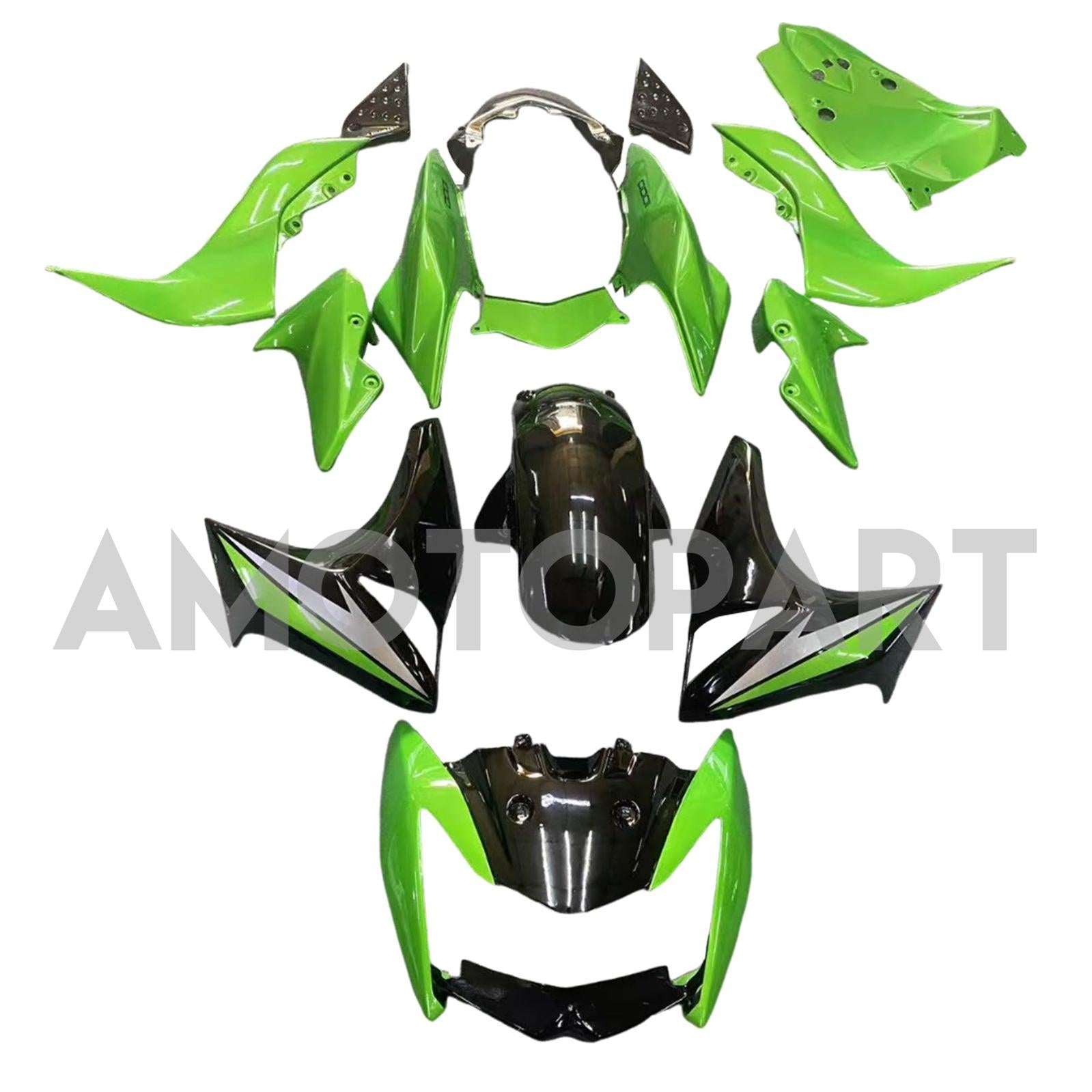 Amotopart 2007-2009 Kawasaki Z1000 Glossy Black Green Fairing Kit