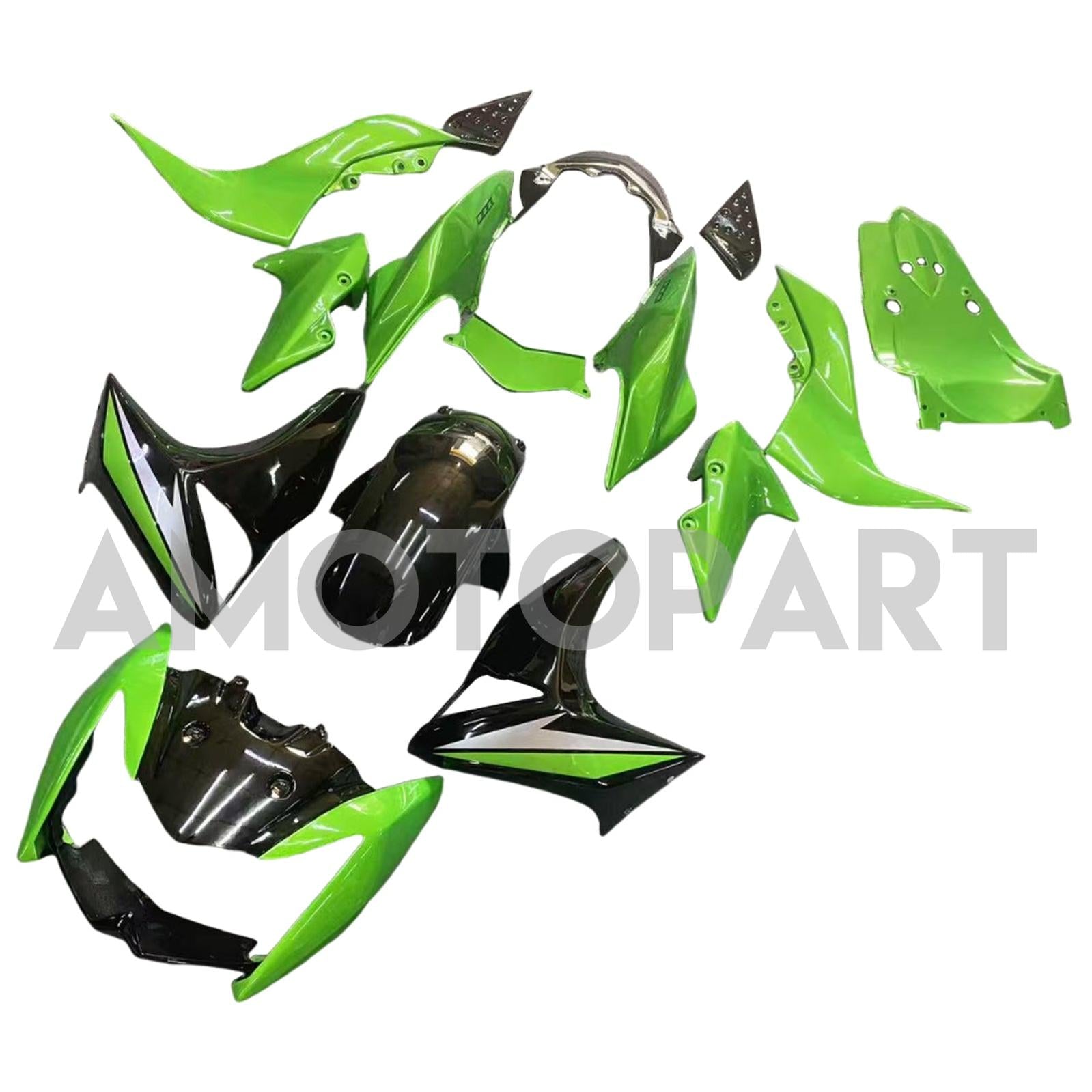 Amotopart 2007-2009 Kawasaki Z1000 Glossy Black Green Fairing Kit