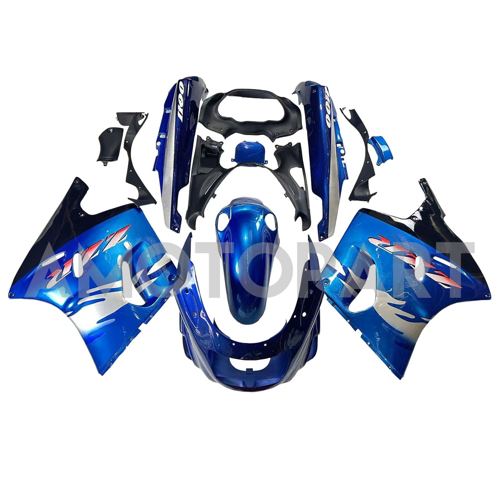 Amotopart 1993-2003 ZZR1100 Kawasaki Gloss Blue Fairring Kit