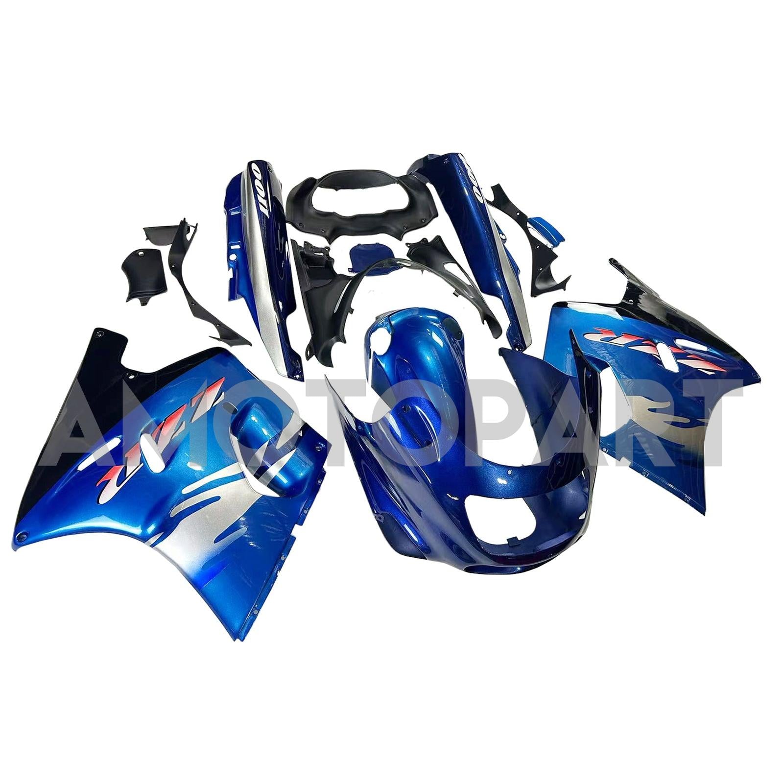 Amotopart 1993-2003 ZZR1100 Kawasaki Gloss Blue Fairring Kit