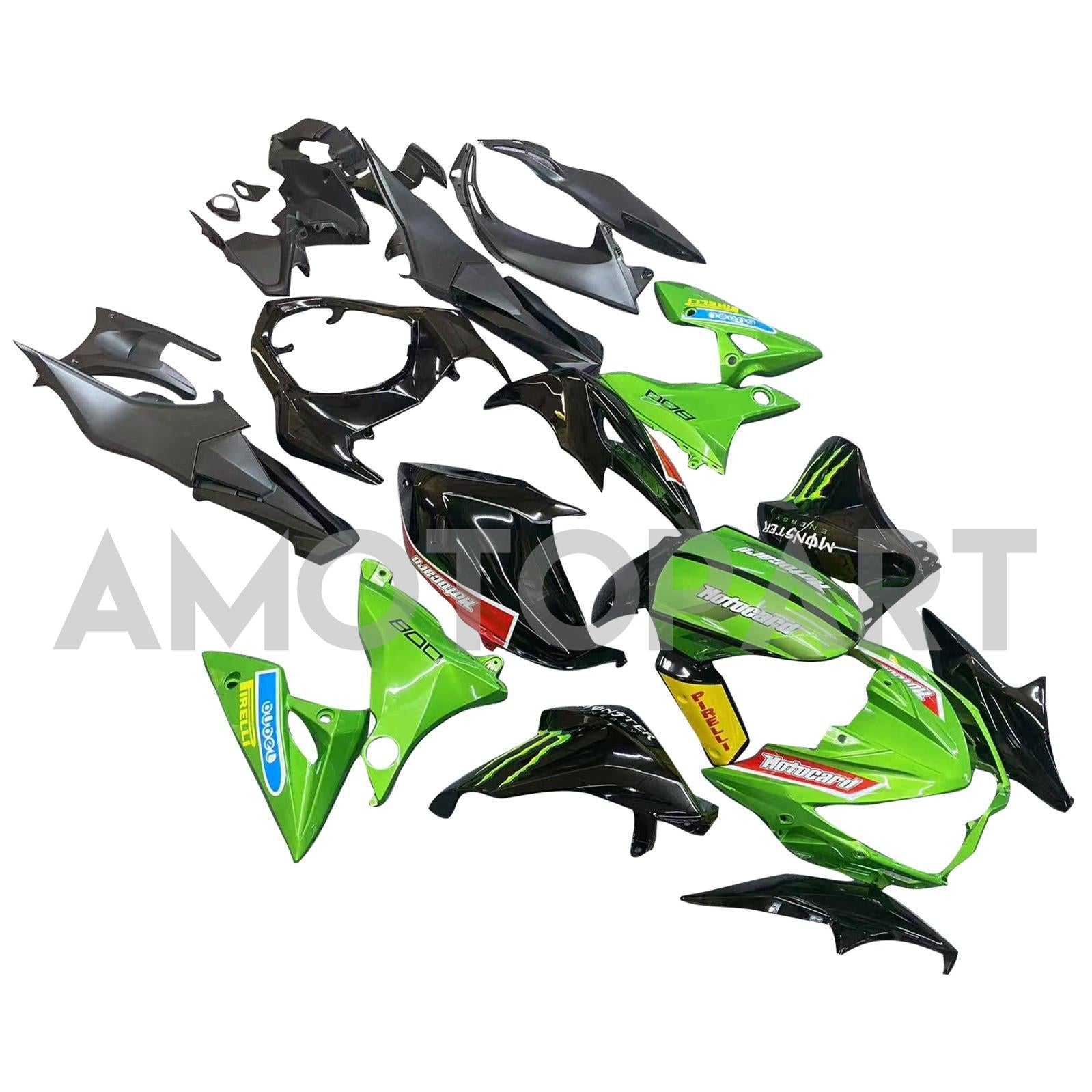 Amotopart 2013-2018 Kawasaki Z800 Green&Black Style3 Fairing Kit