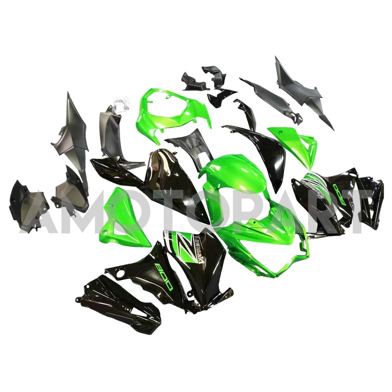 Amotopart 2013-2018 Kawasaki Z800 Green&Black Style2 Fairing Kit