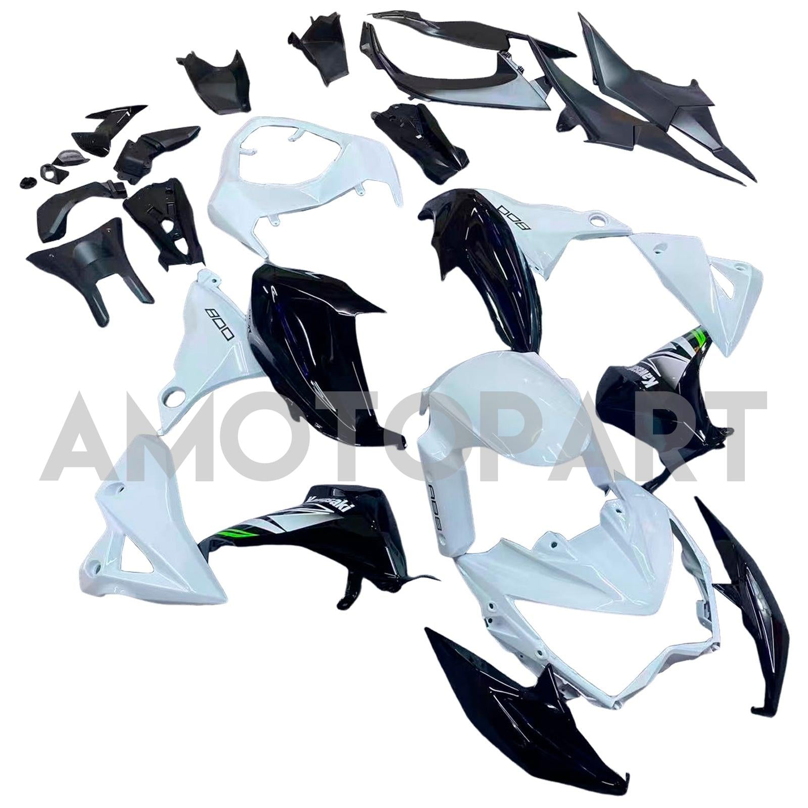Amotopart 2013-2018 Kawasaki Z800 White Black Fairing Kit