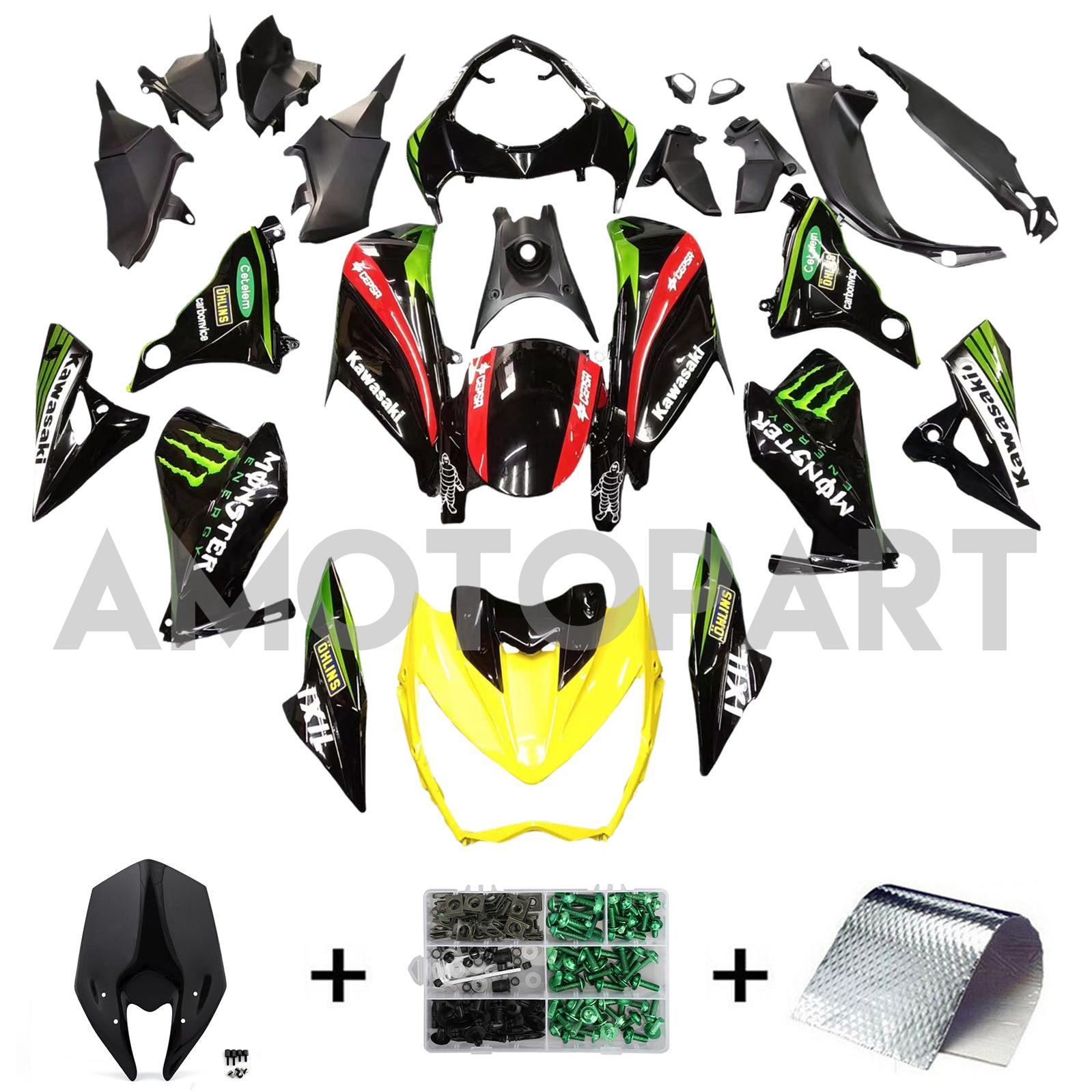 Amotopart 2013-2018 Kawasaki Z800 Green&Black Style1 Fairing Kit